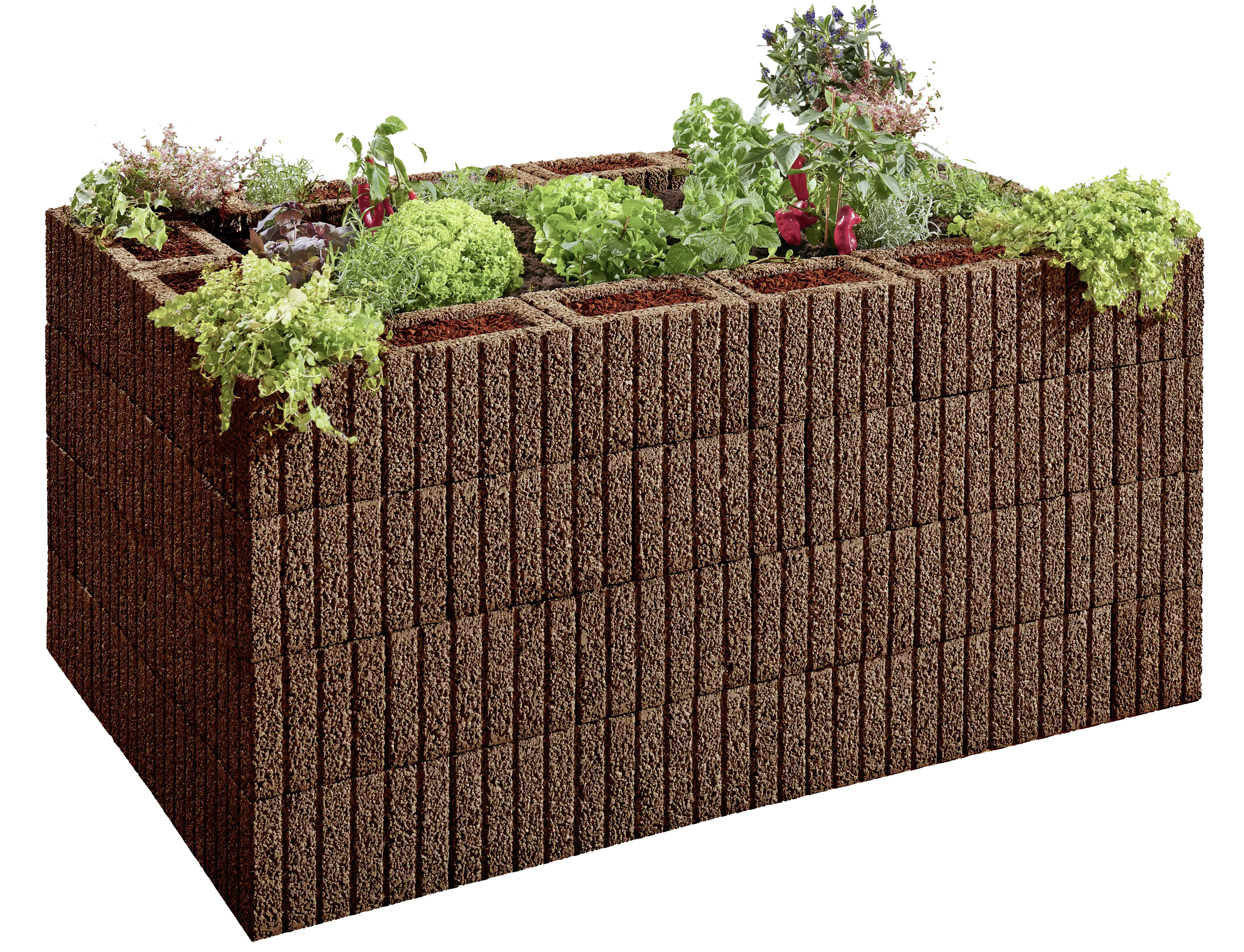 Kann Hochbeet-Set Pflanzstein Mini 170 x 110 x 80 cm braun