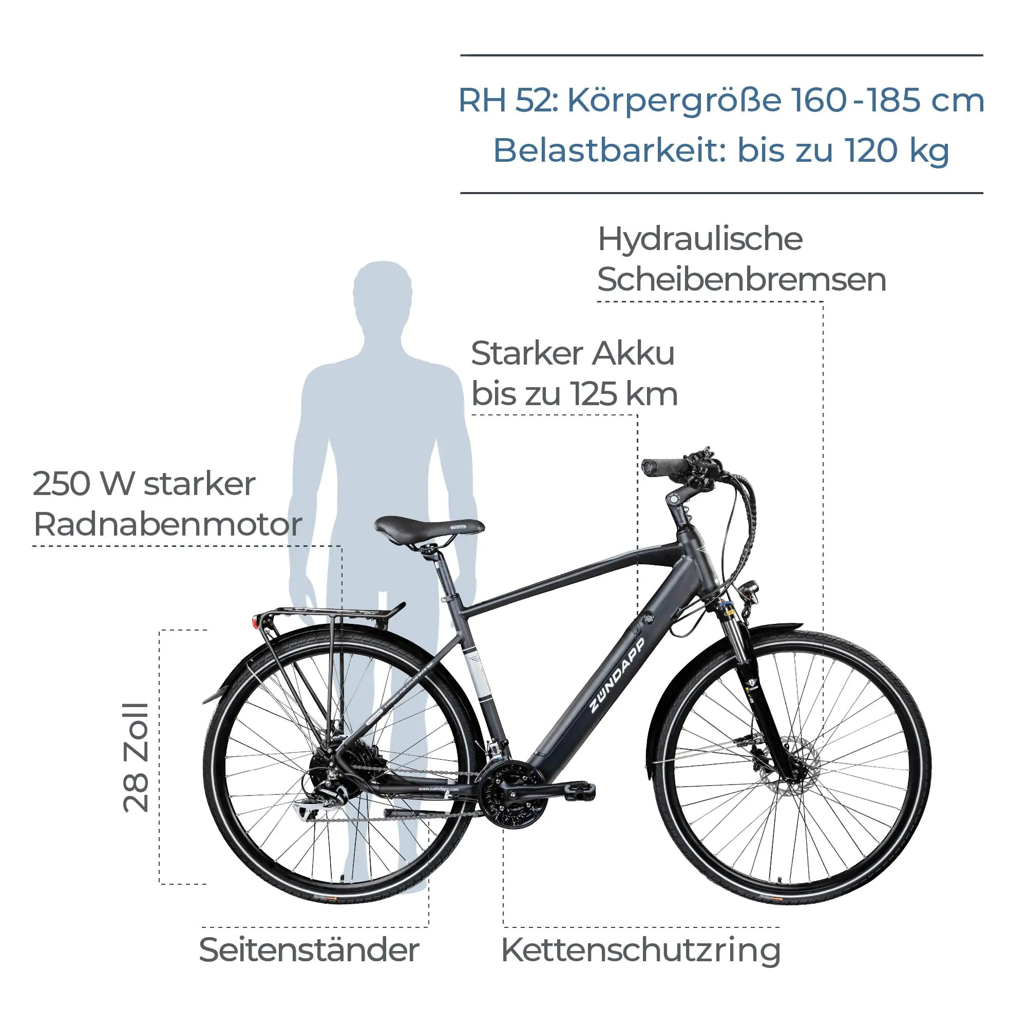 Zündapp E-Bike Trekking Z810 28 Zoll 8-Gang 550 Wh schwarz