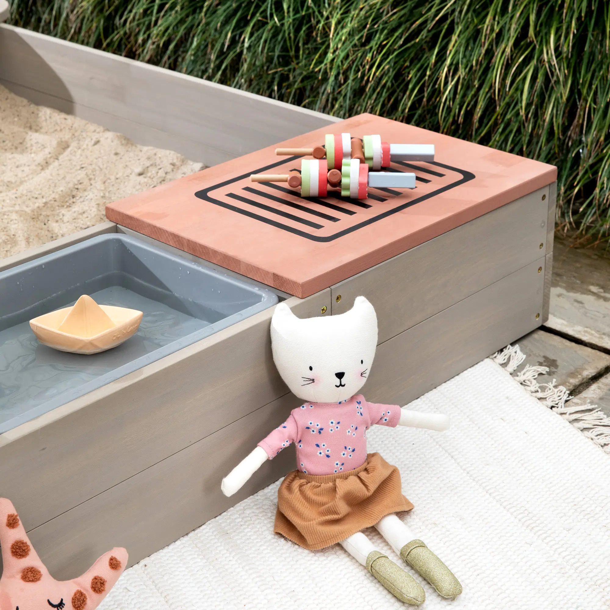 MUDDY BUDDY® Sandkasten Wild Bear 120 x 120 cm warmgrau-puderrosa