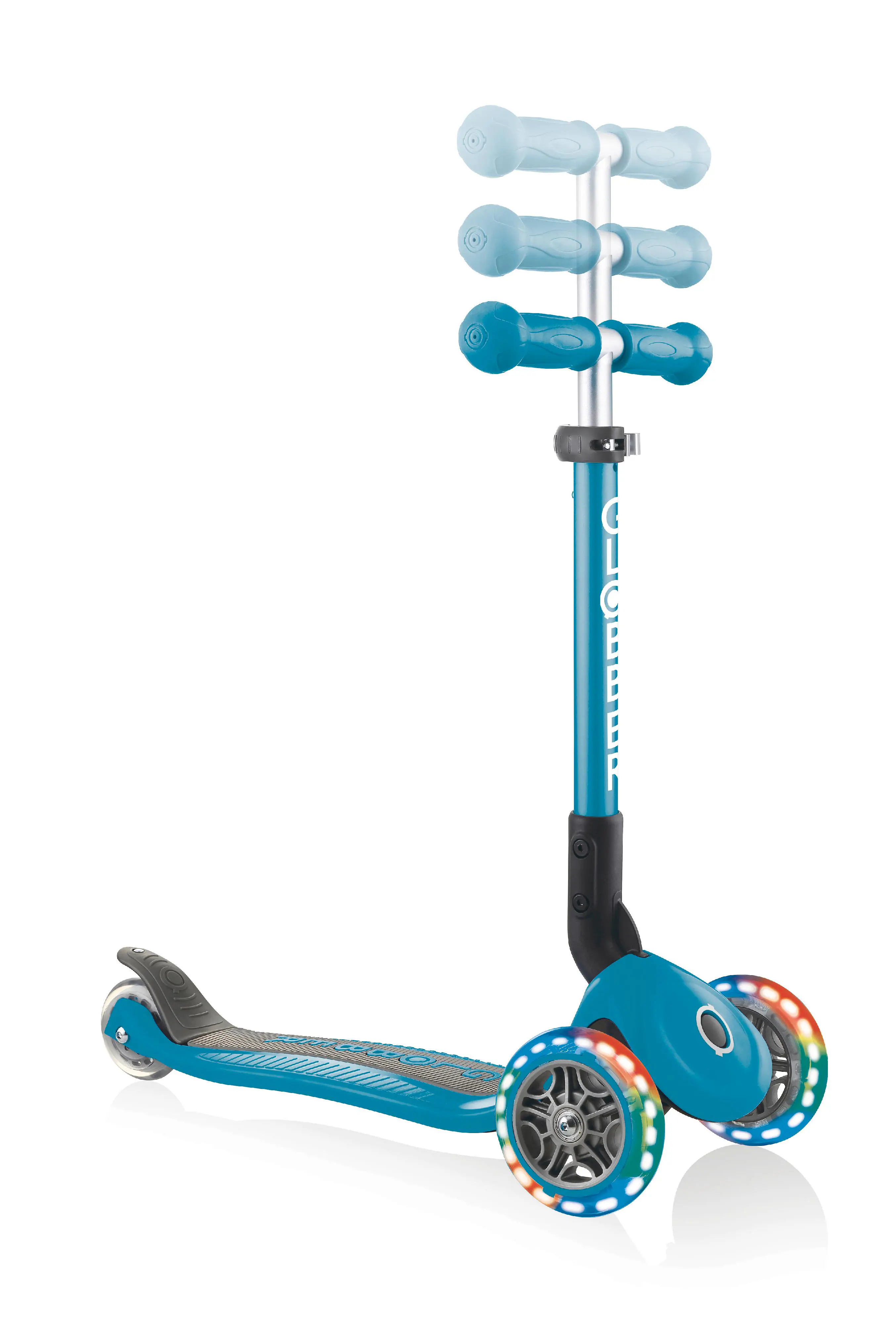 Globber Scooter Junior Foldable Lights türkis mit Leuchtrollen