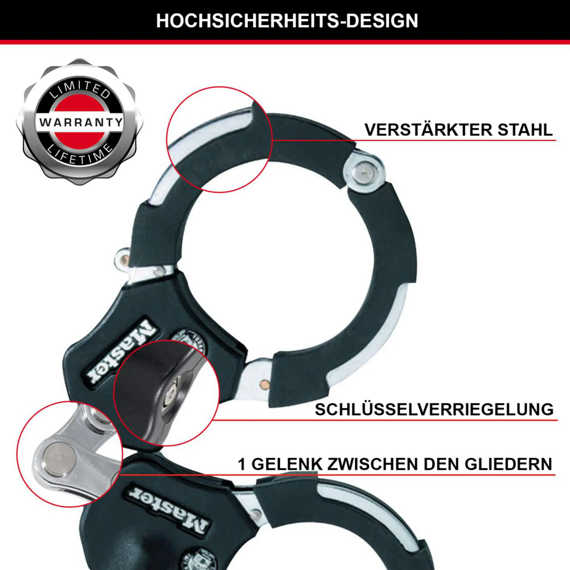 Fischer Fahrradschloss Handschellenschloss Street Cuff 36 cm x Ø 7,6 cm