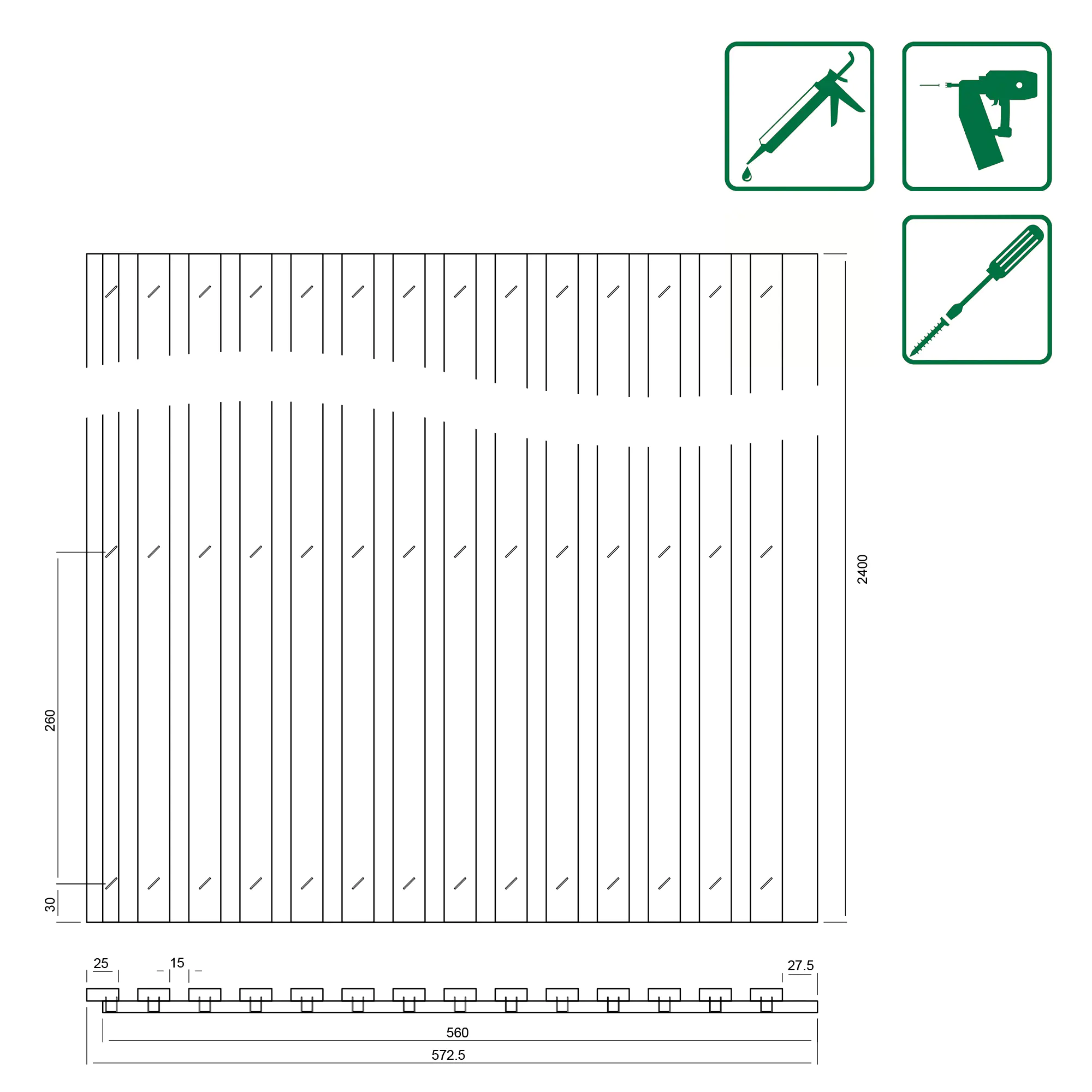 Neuhofer Akustikpaneele Fichte massiv 240 x 57 x 1,8 cm 