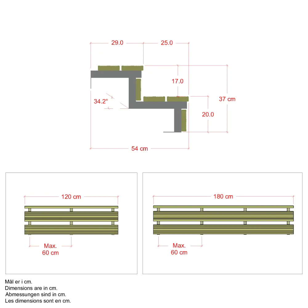 Plus Außentreppe Kiefer/Feuerverzinkt 2 Stufen 120 cm breit