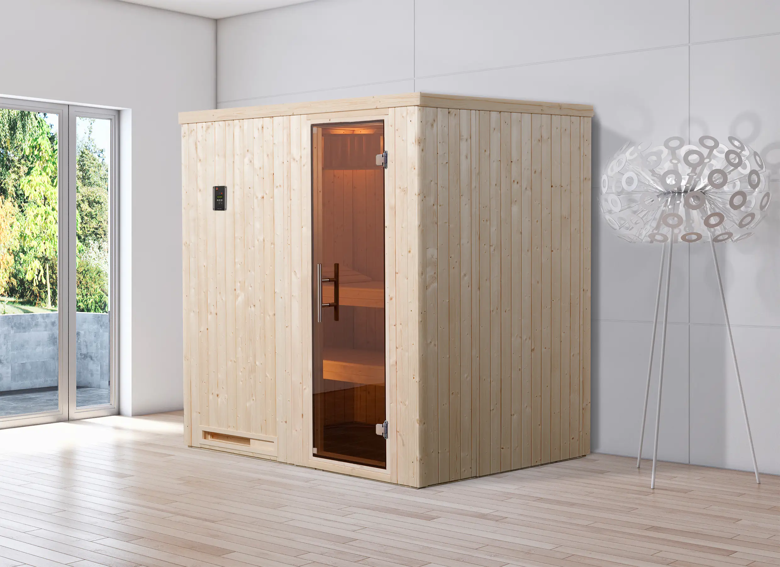 Weka Element-Sauna Halmstad 1 mit Glastür