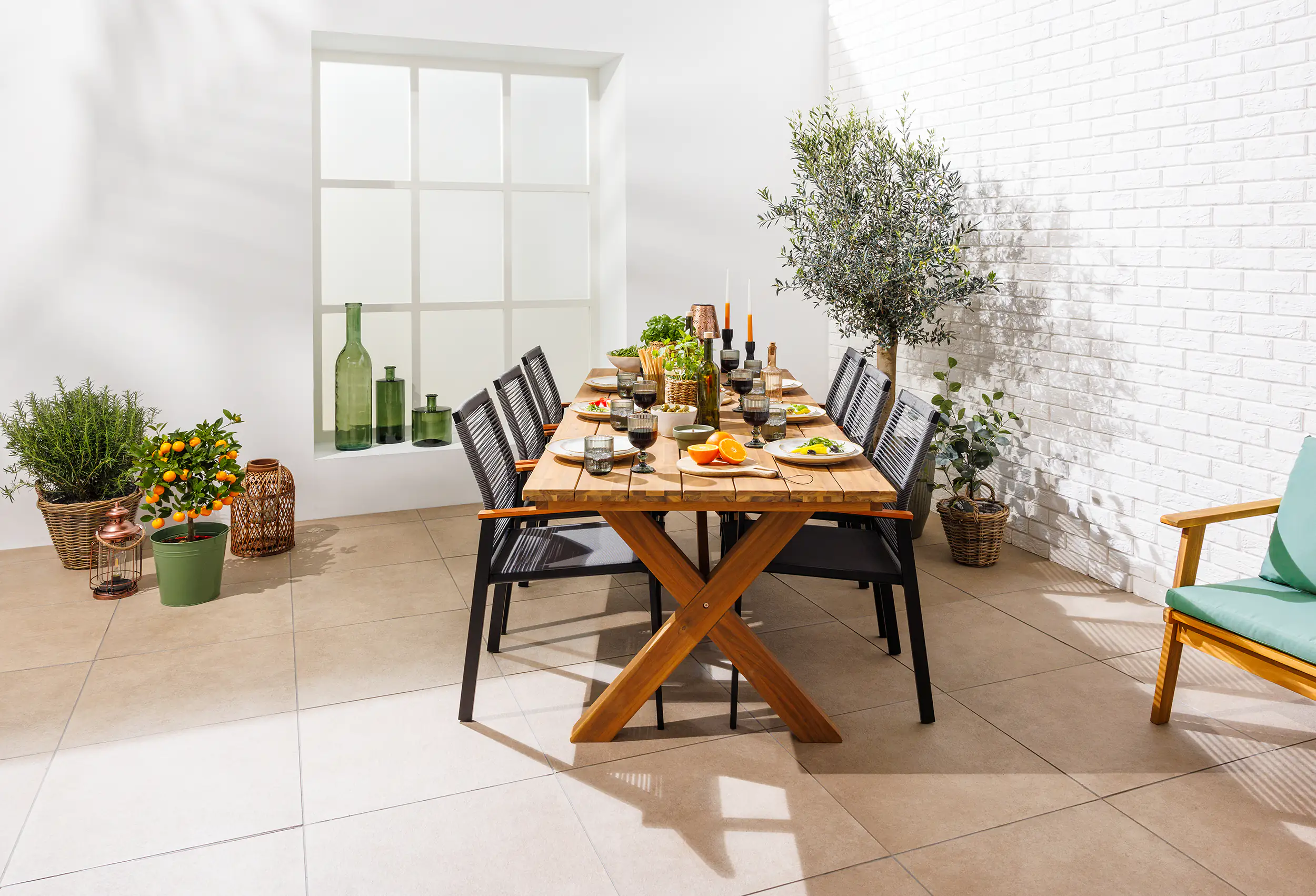 Primaster Gartentisch Manila Holz 220 x 90 x 75 cm