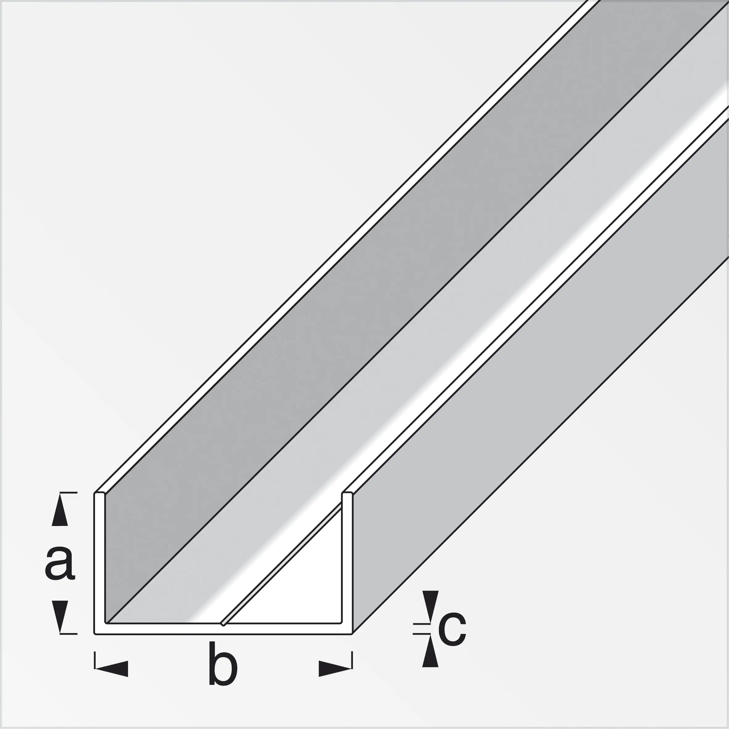 alfer Rechteck-U 1 m, 23.5 x 43.5 x 1.5 mm Aluminium roh blank