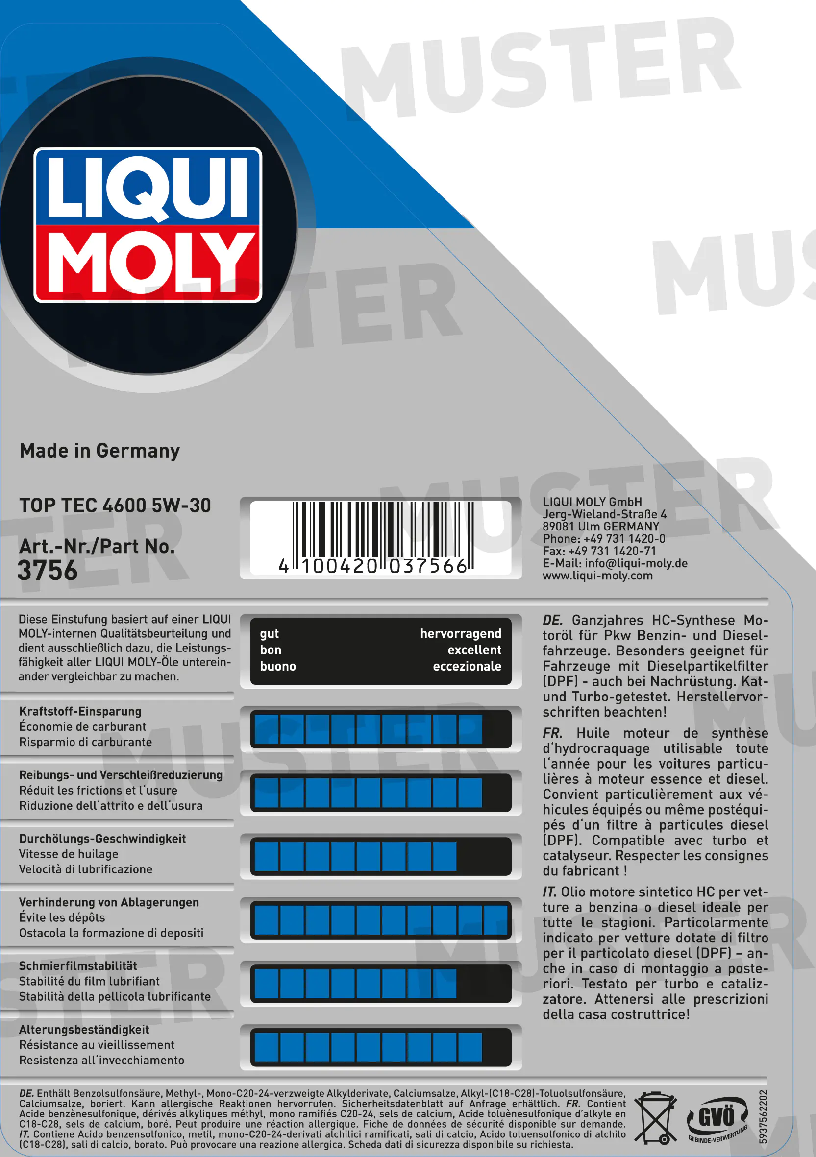 Liqui Moly Motoröl Top Tec 4600 SAE 5W-30 5 L