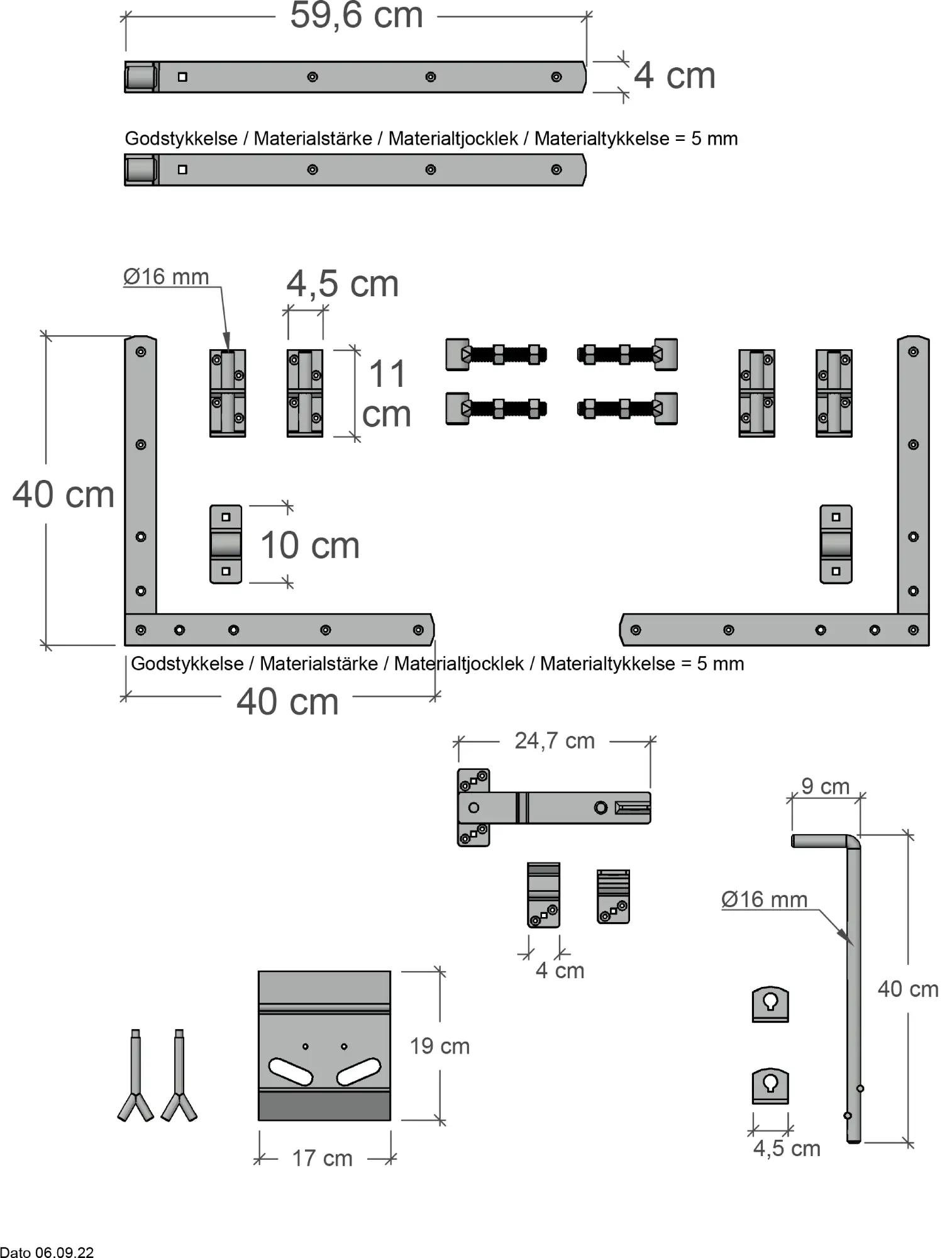 Plus Doppeltor Tokyo inkl. Beschläge 300 x 90 cm umbragrau fungizidbehandelt