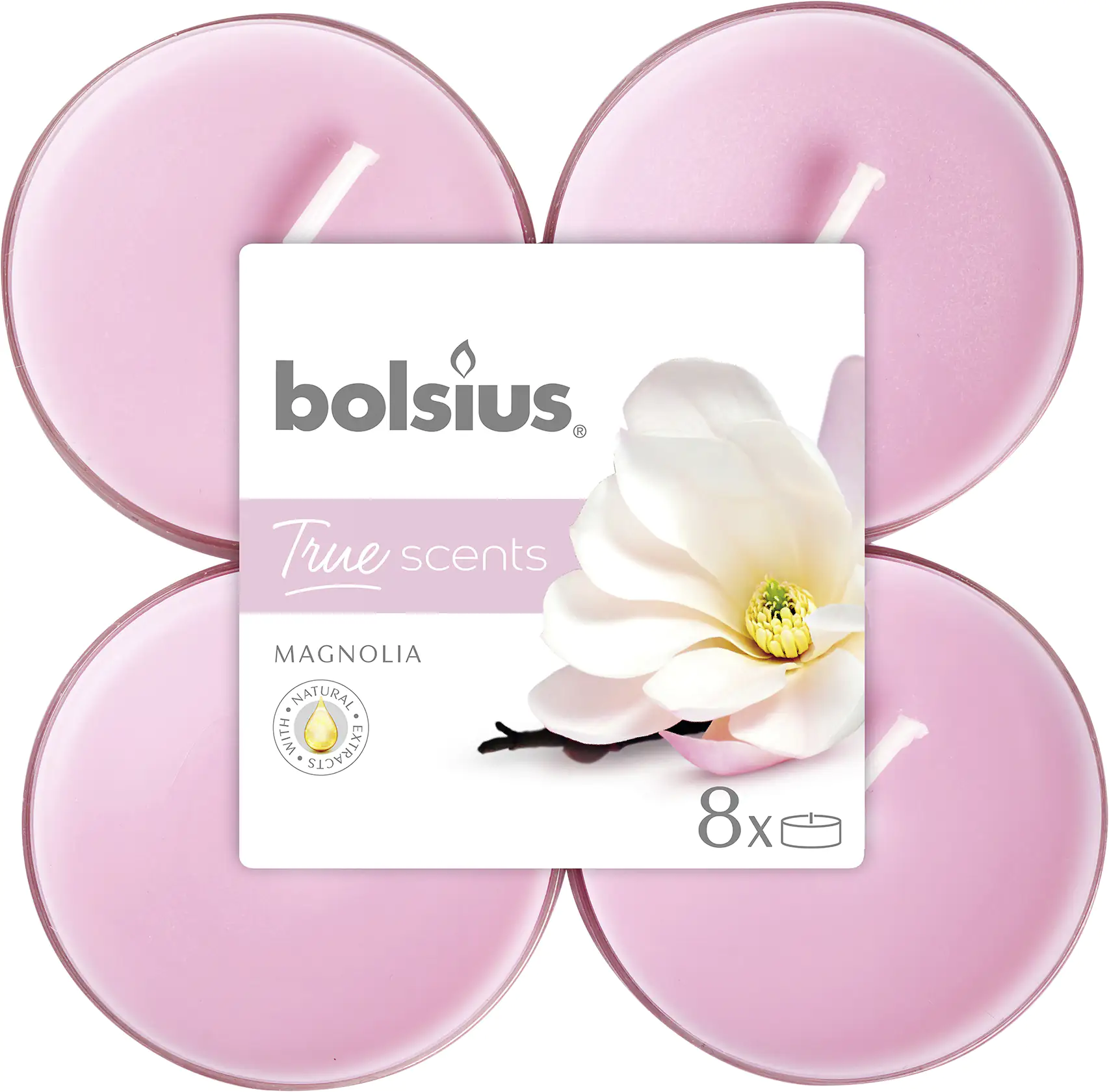 Bolsius Duftteelichter Maxi Magnolie, Höhe 1,17 cm, Ø 4,5 cm, 6er Pack