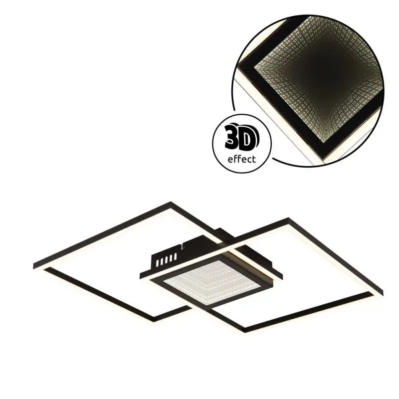 Globo Deckenleuchte Saunders 42,6 x 42,6 cm schwarz CCT