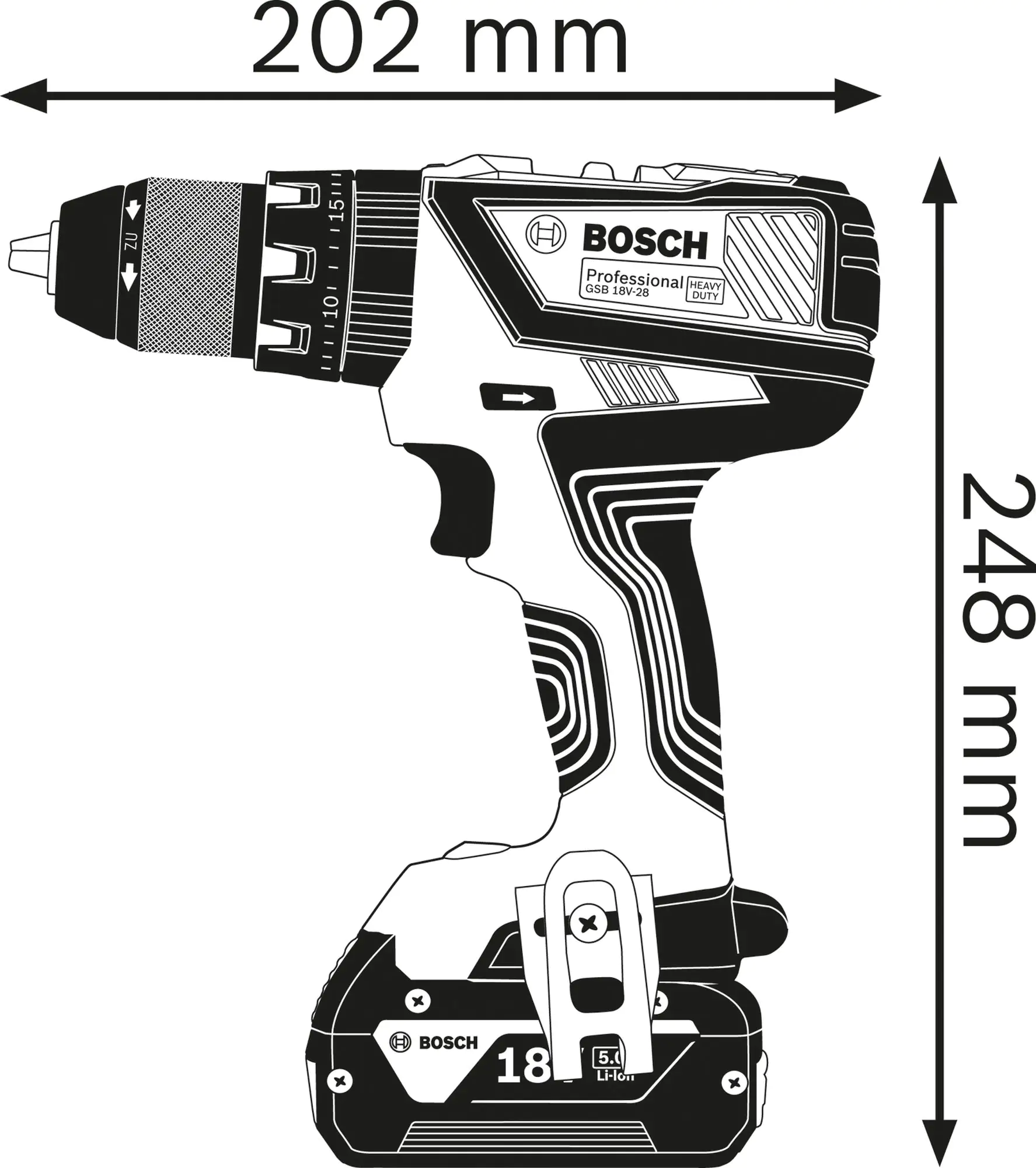 Bosch Professional Akku-Schlagbohrschrauber GSB 18V-28 Solo