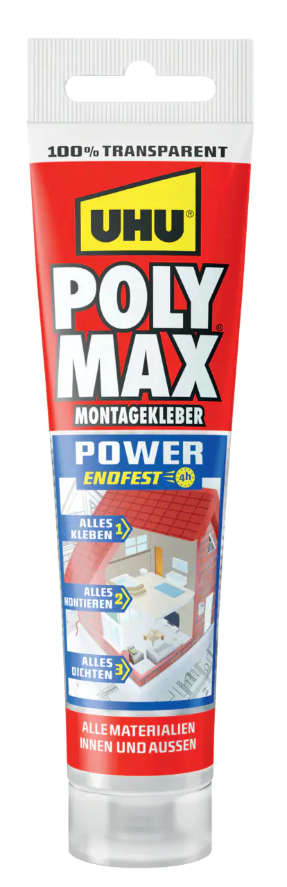UHU Poly Max Power Montagekleber 115g, transparent