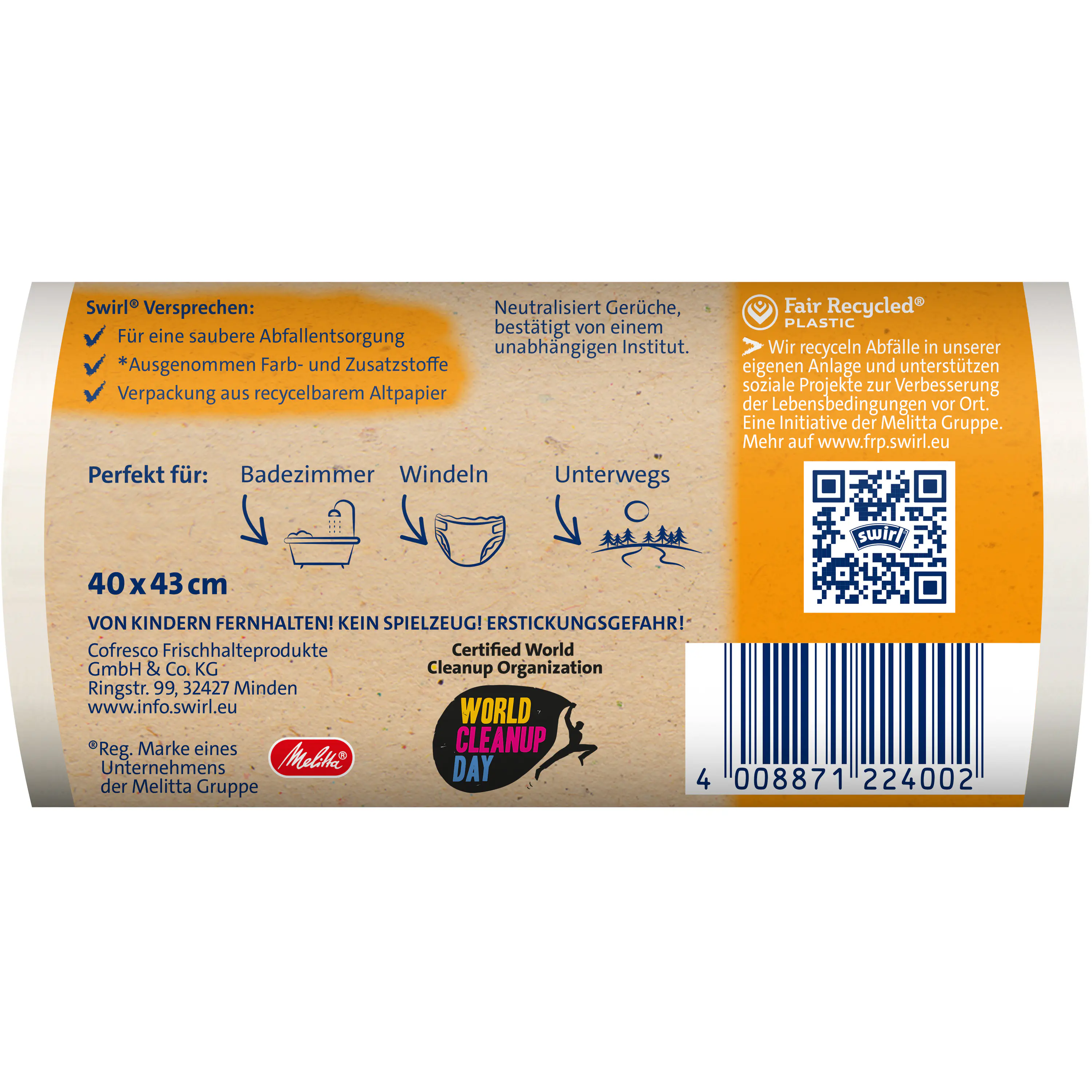 Swirl® Müllbeutel mit Tragegriff Reißfest & Dicht 10 L 30 Stück