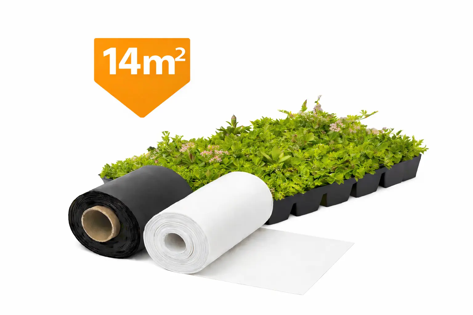 Plantile Dachbegrünungs-Komplettset mit Folie und Vlies für 14 m² Dachfläche