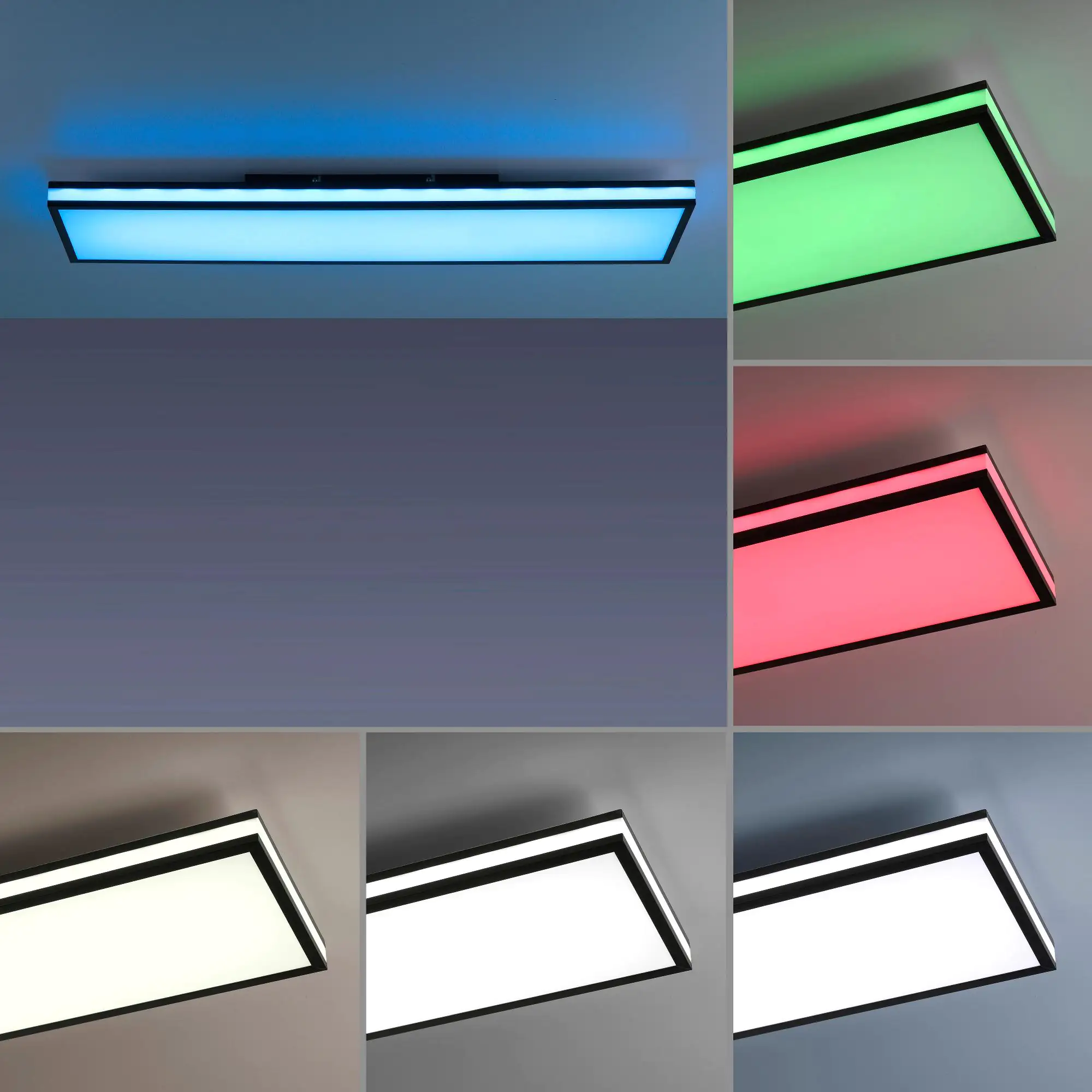 JustLight CCT LED Deckenleuchte Mario Black 101,5 x 26,5 cm dimmbar RGBW