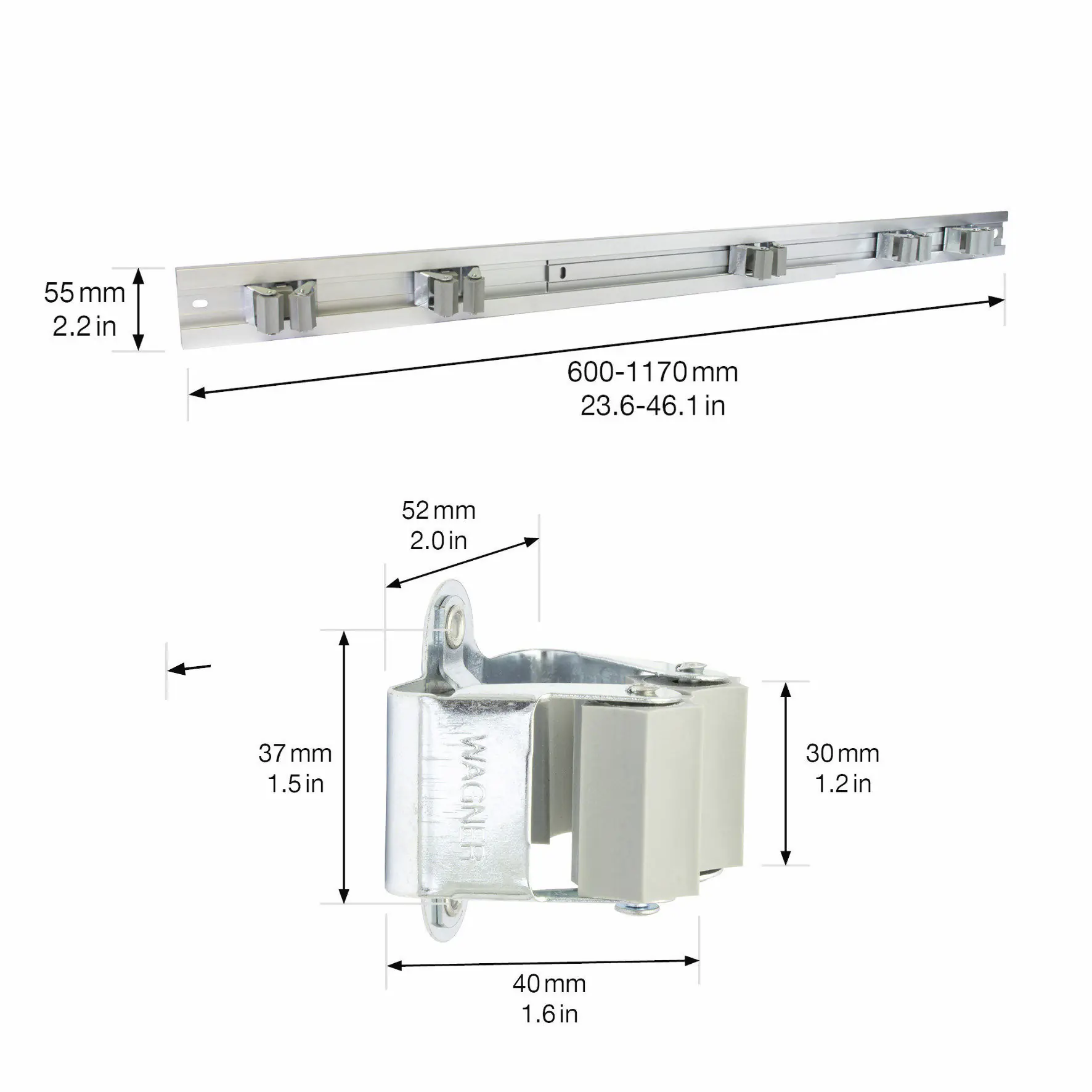 Wagner Gerätehalterleiste mit 5 Halter ausziehbar 60-110 cm 
