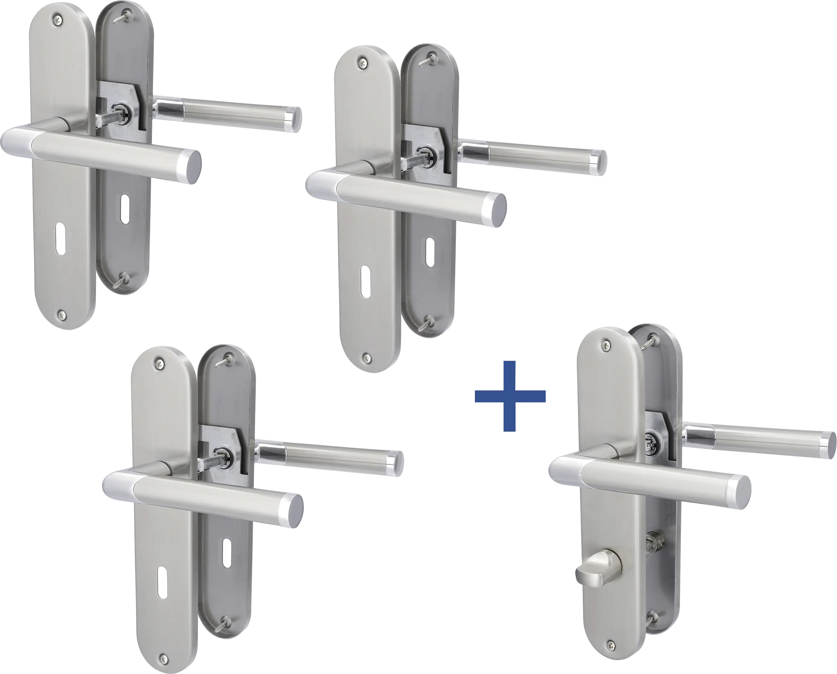 Alpertec Türgarnitur-Set Langschild Conte BB Edelstahl poliert 24 x 5 cm 