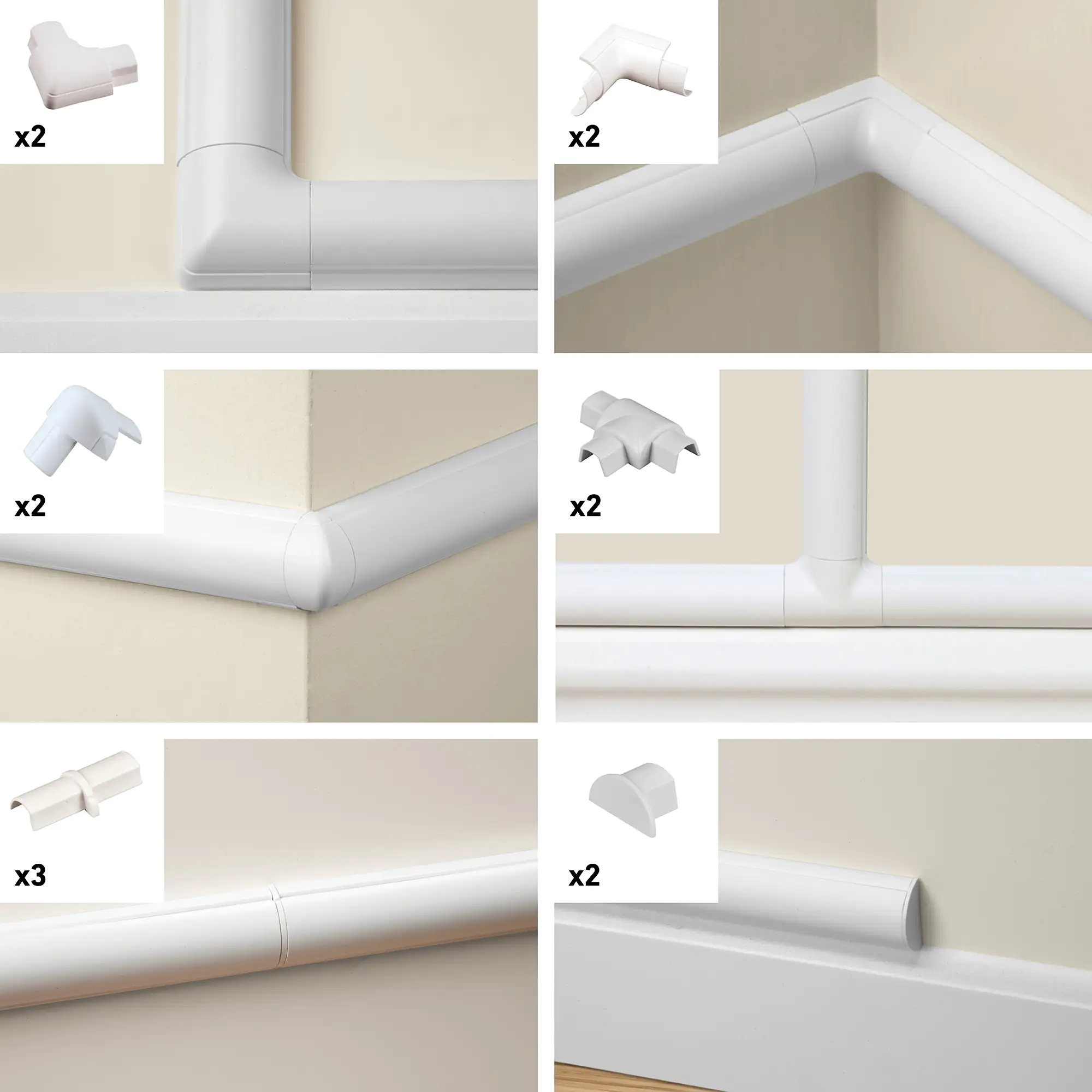 D-Line Design Kabelkanal Zubehör-Set 16x8mm weiß, 13-teilig