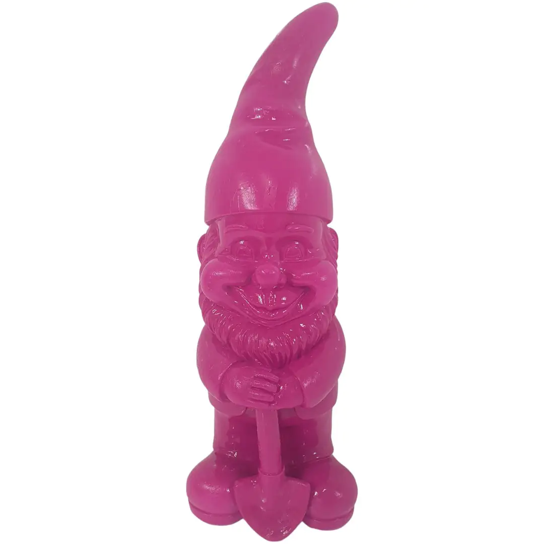 Dekofigur Zwerg mit Spaten 17,5 x 6 cm magenta