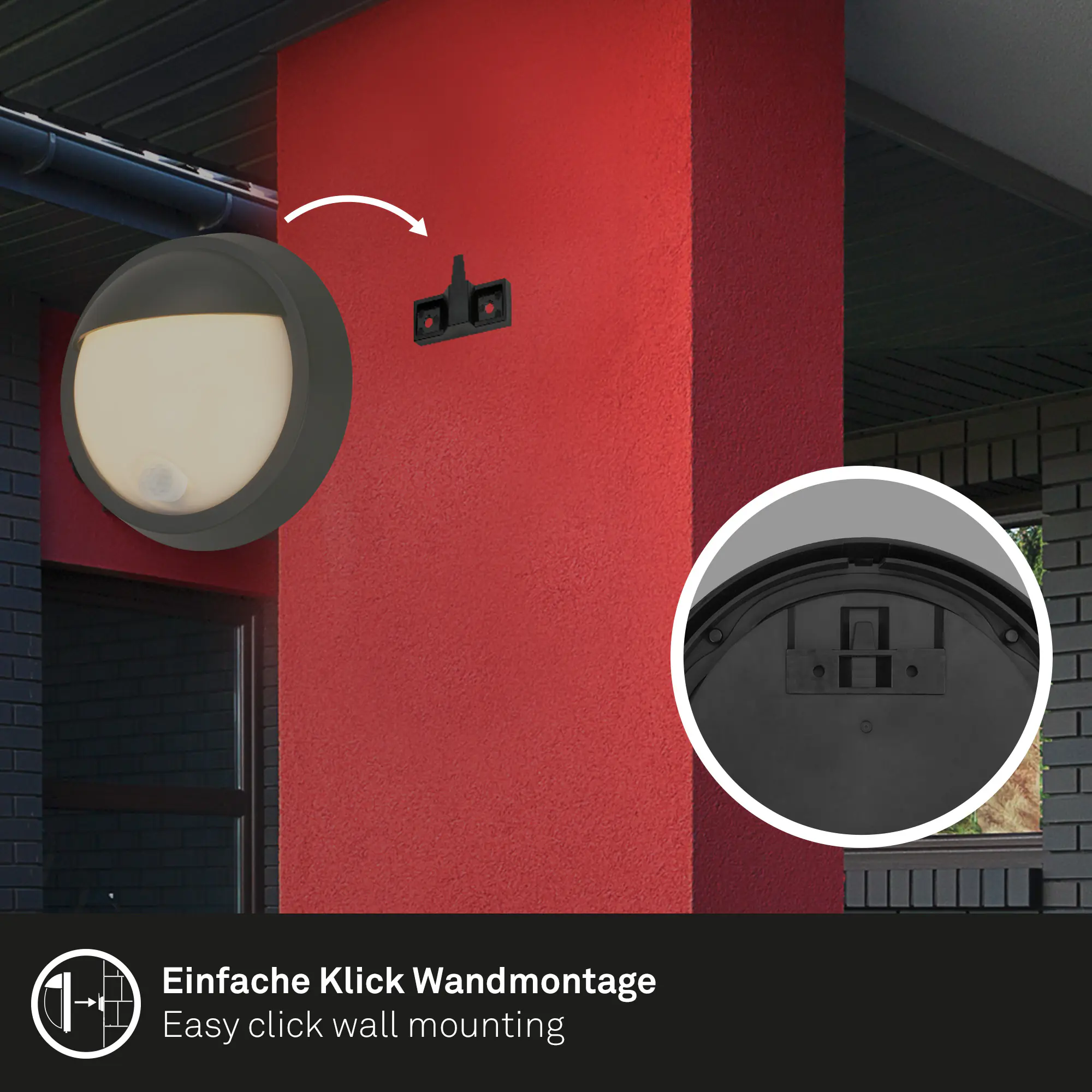 Briloner LED Außenwandleuchte Puni Akku 4W schwarz Sensor warmweiß