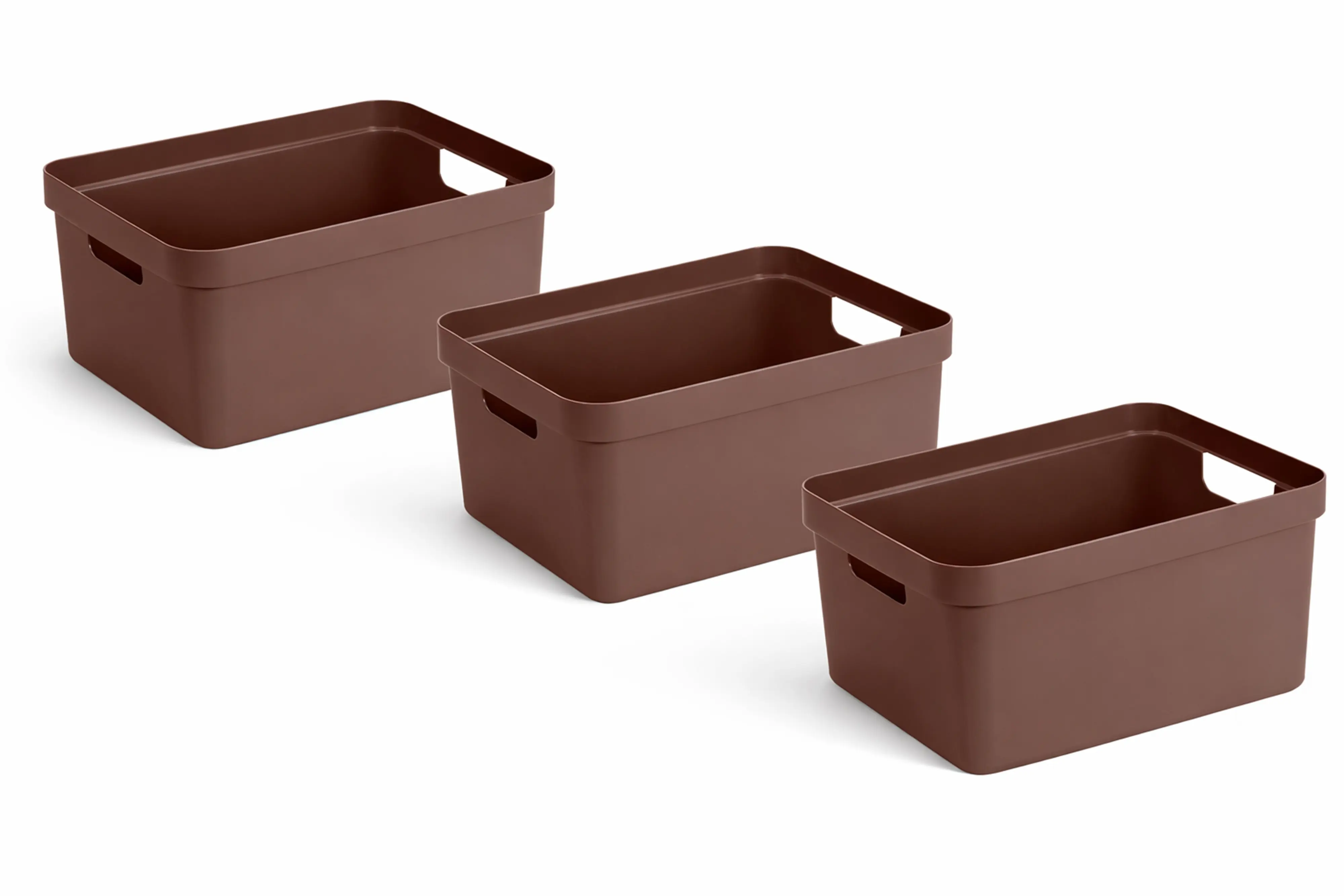 Sunware Aufbewahrungsbox Sigma Home mit Griffen 44,5 x 34,5 cm 32 L schoko 3er Set