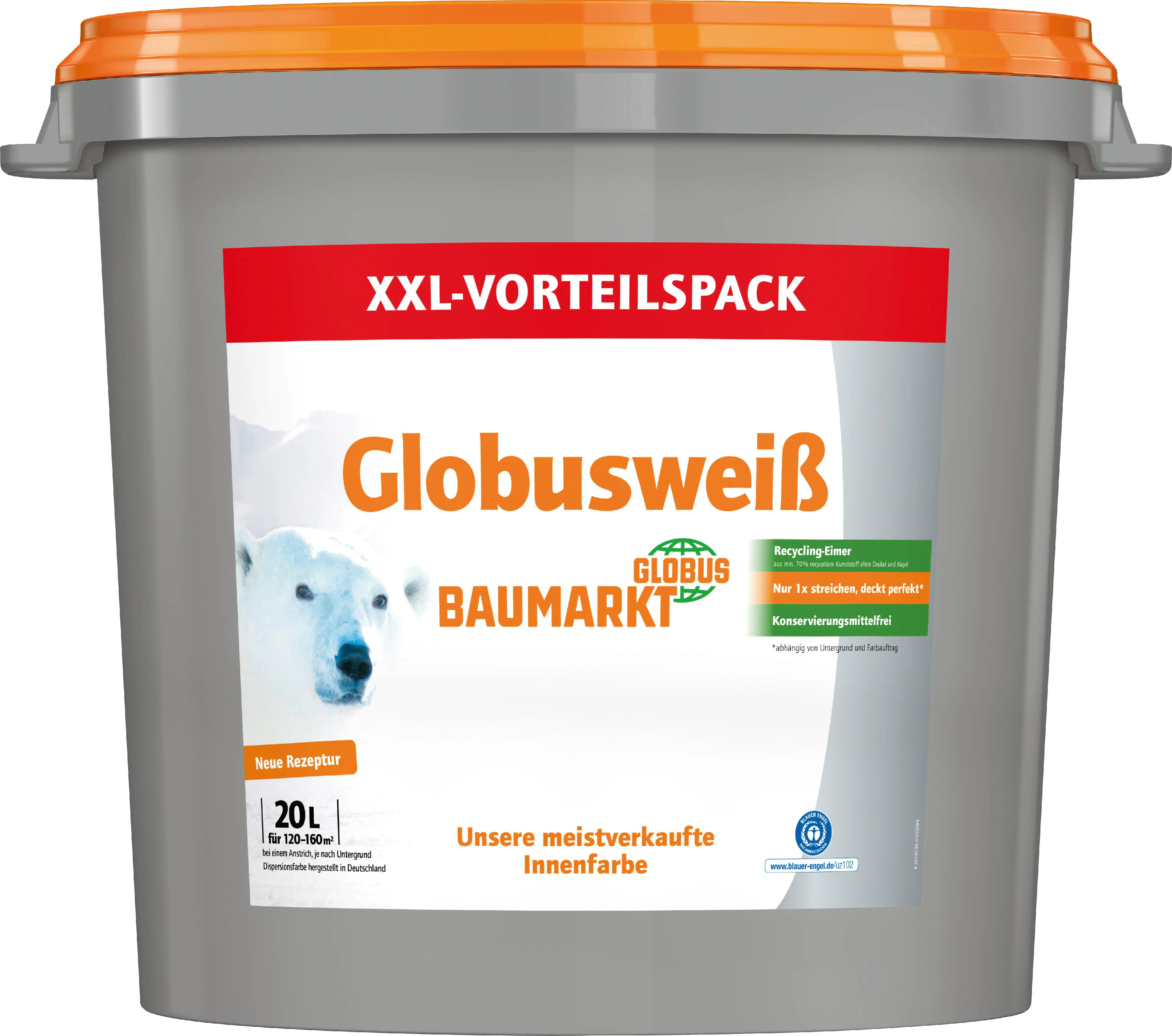 Globusweiß Wandfarbe weiß matt 20 L