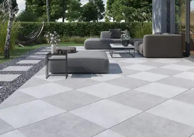 Terrassenplatte Feinsteinzeug Malmo Silver 60 x 60 cm silber