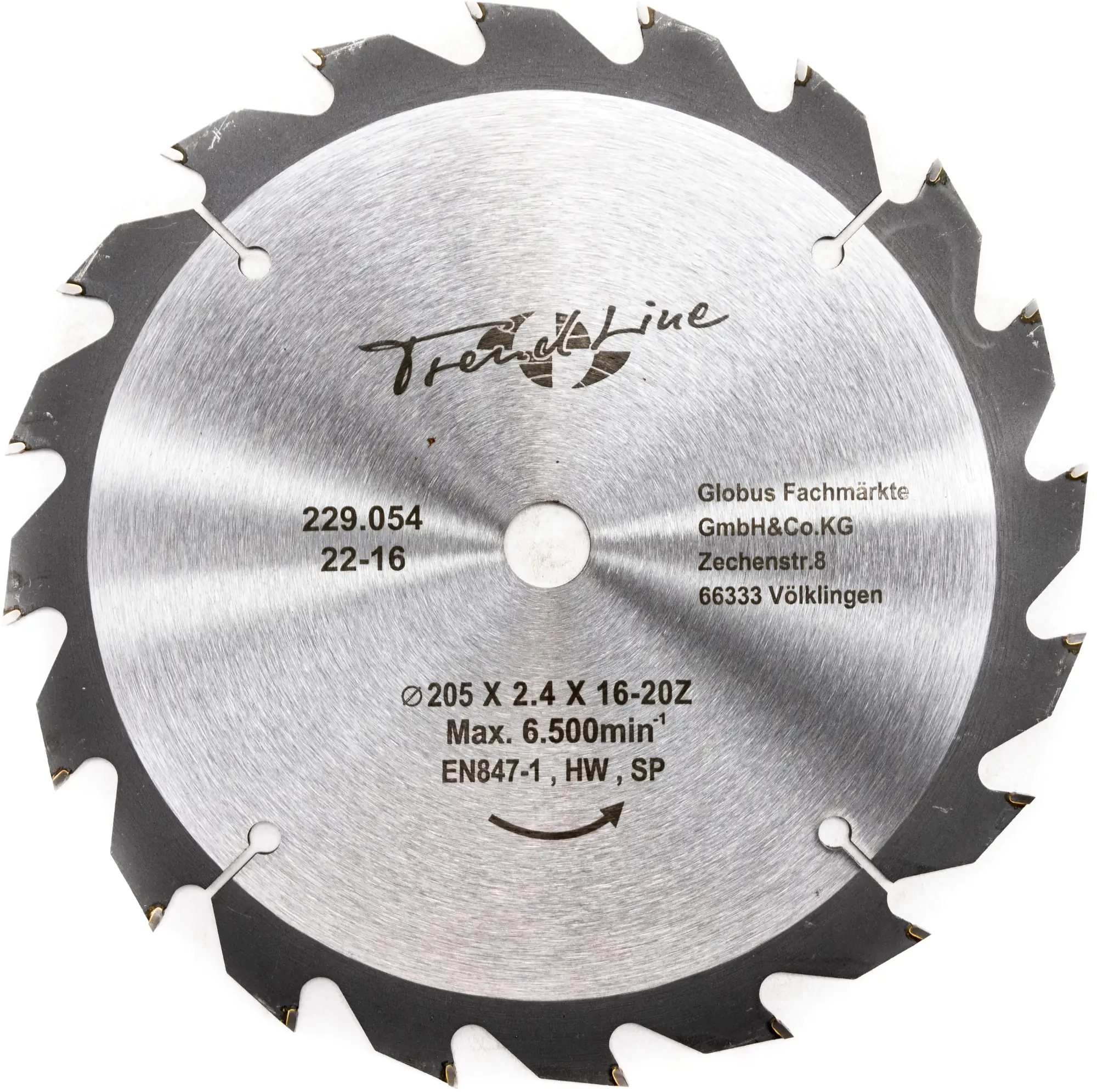 TrendLine HM-Kreissägeblatt Ø 205 mm Bohrung Ø 16 mm
