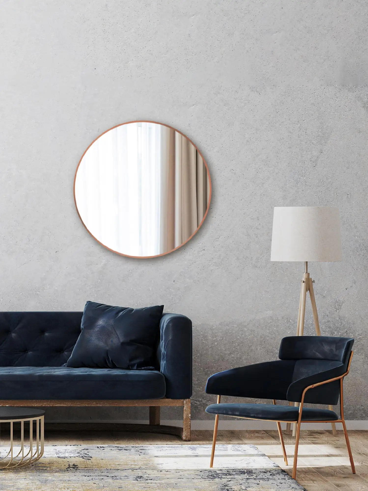 DSK Design Spiegel Silver Coiffeur Ø80 cm, kupfer