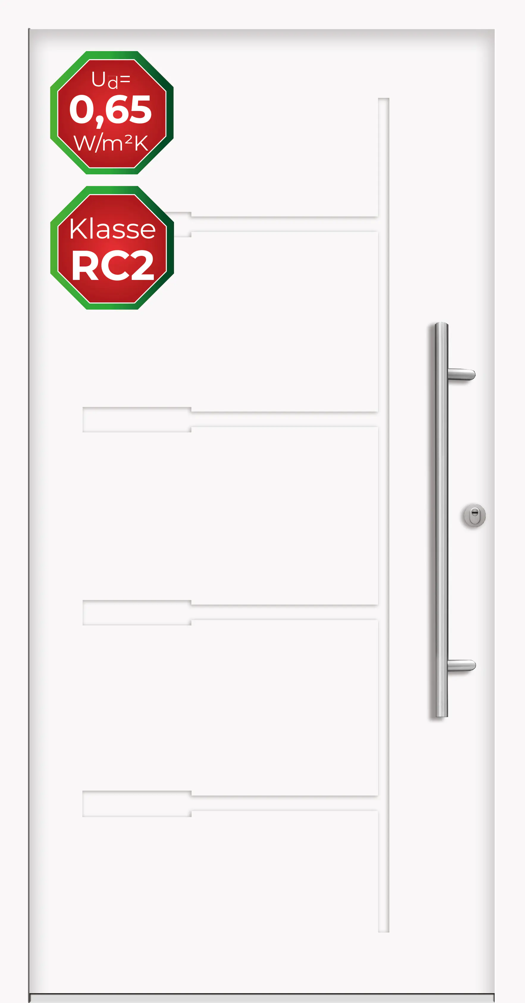 Splendoor Haustür Passivedoor Premium H1 RC2 Weiß DIN Rechts 100 x 210 cm