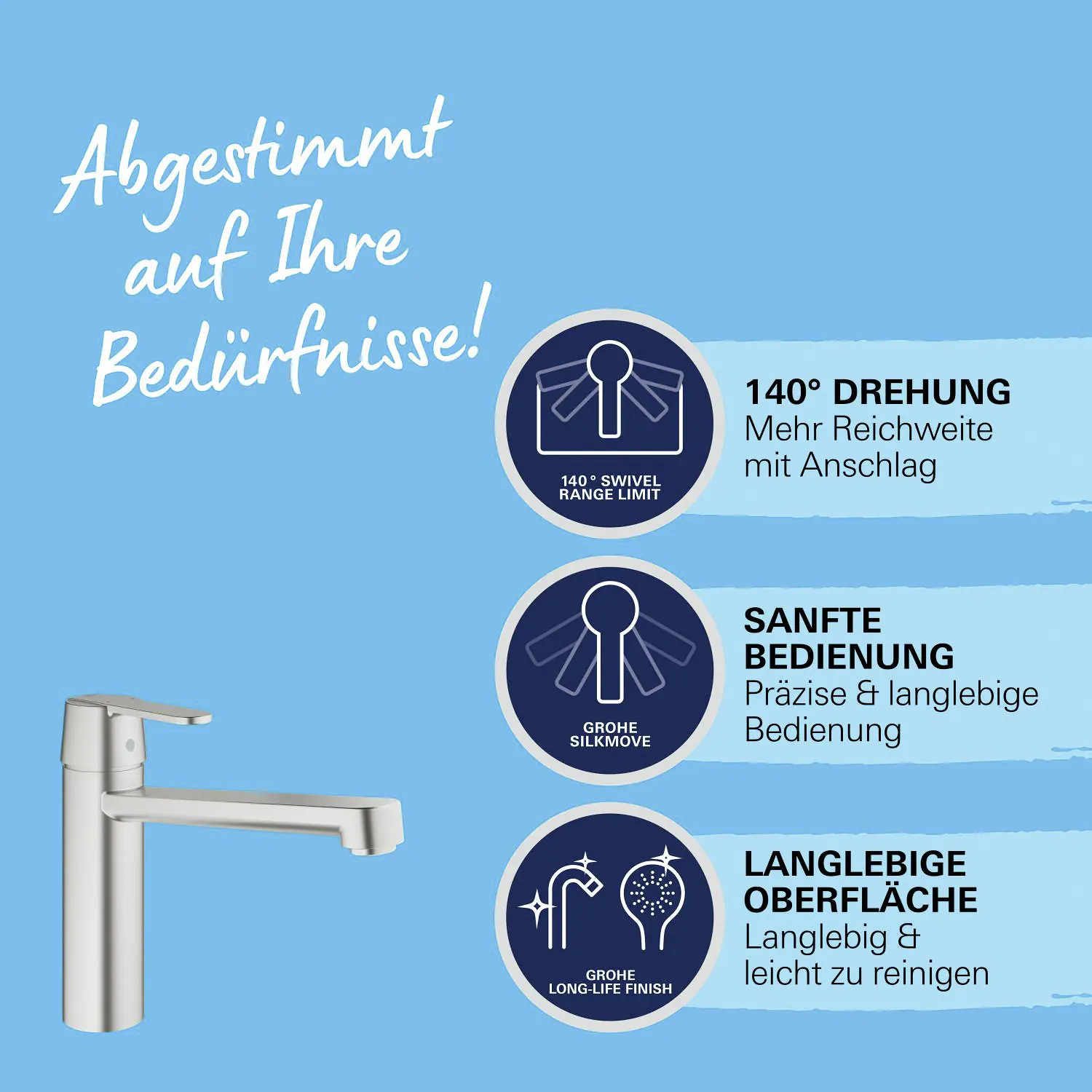 Grohe Spültischarmatur Get supersteel, mittelhoher Auslauf