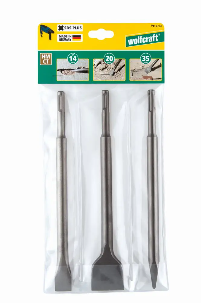 Wolfcraft Meißel-Set Länge 250 mm SDS plus 3-teilig