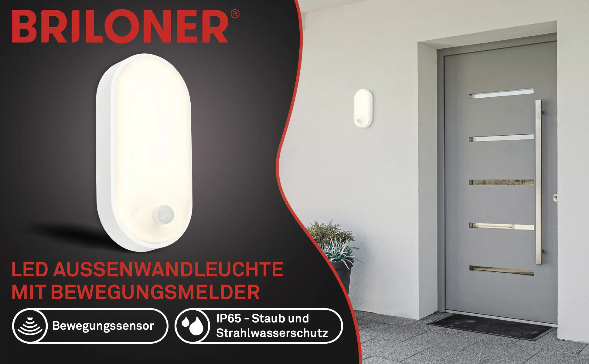 Briloner LED-Wandleuchte Ruch mit Bewegungsmelder 22 x 10,5 cm warmweiß weiß