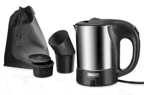 Unold Reiseblitzkocher 18575 Edelstahl-Schwarz Fassung 0,5 Liter, 1000 Watt