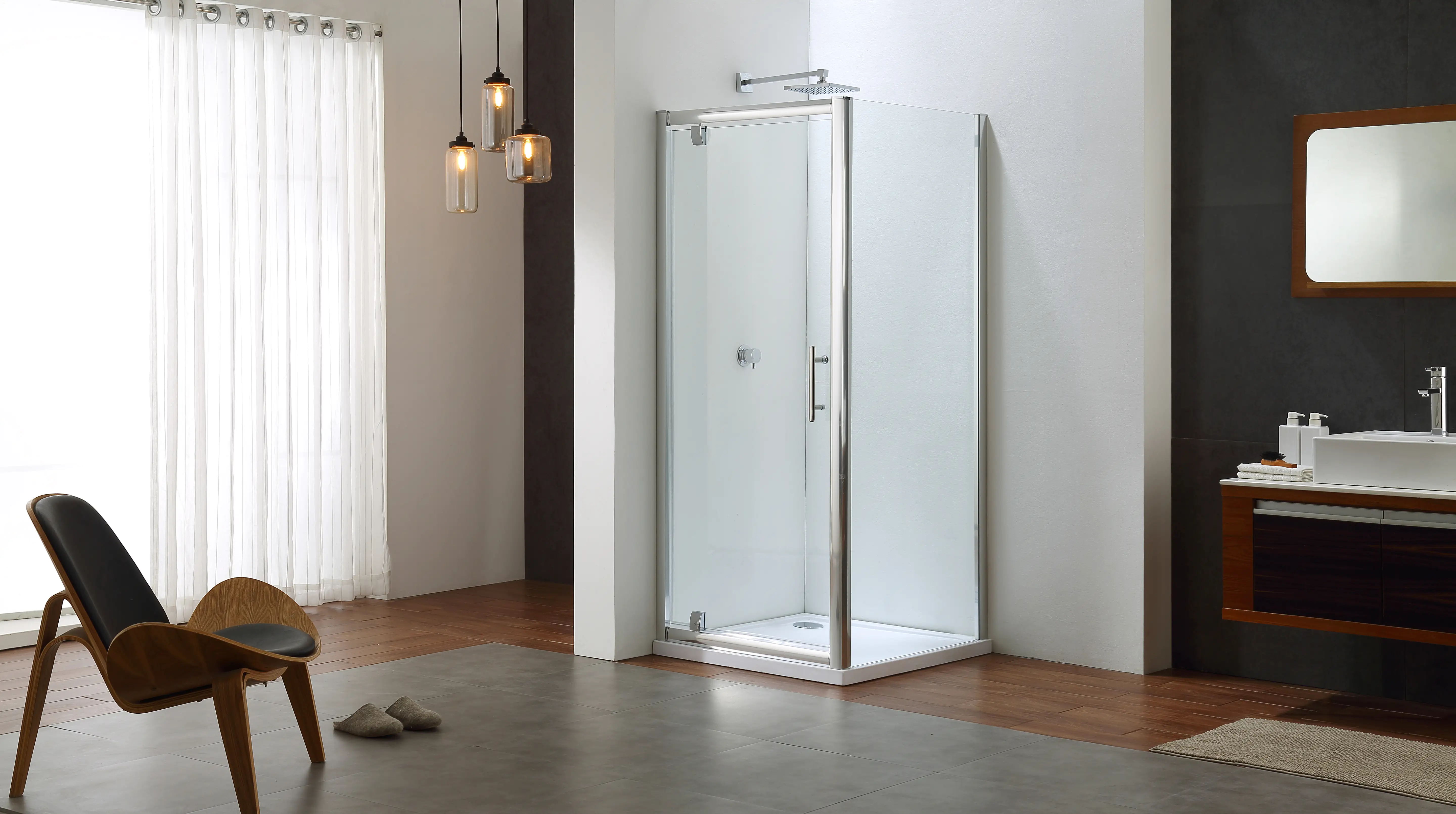 TrendLine Pivot-Duschtür mit Seitenwand Easy-6 80 x 80 cm Klarglas