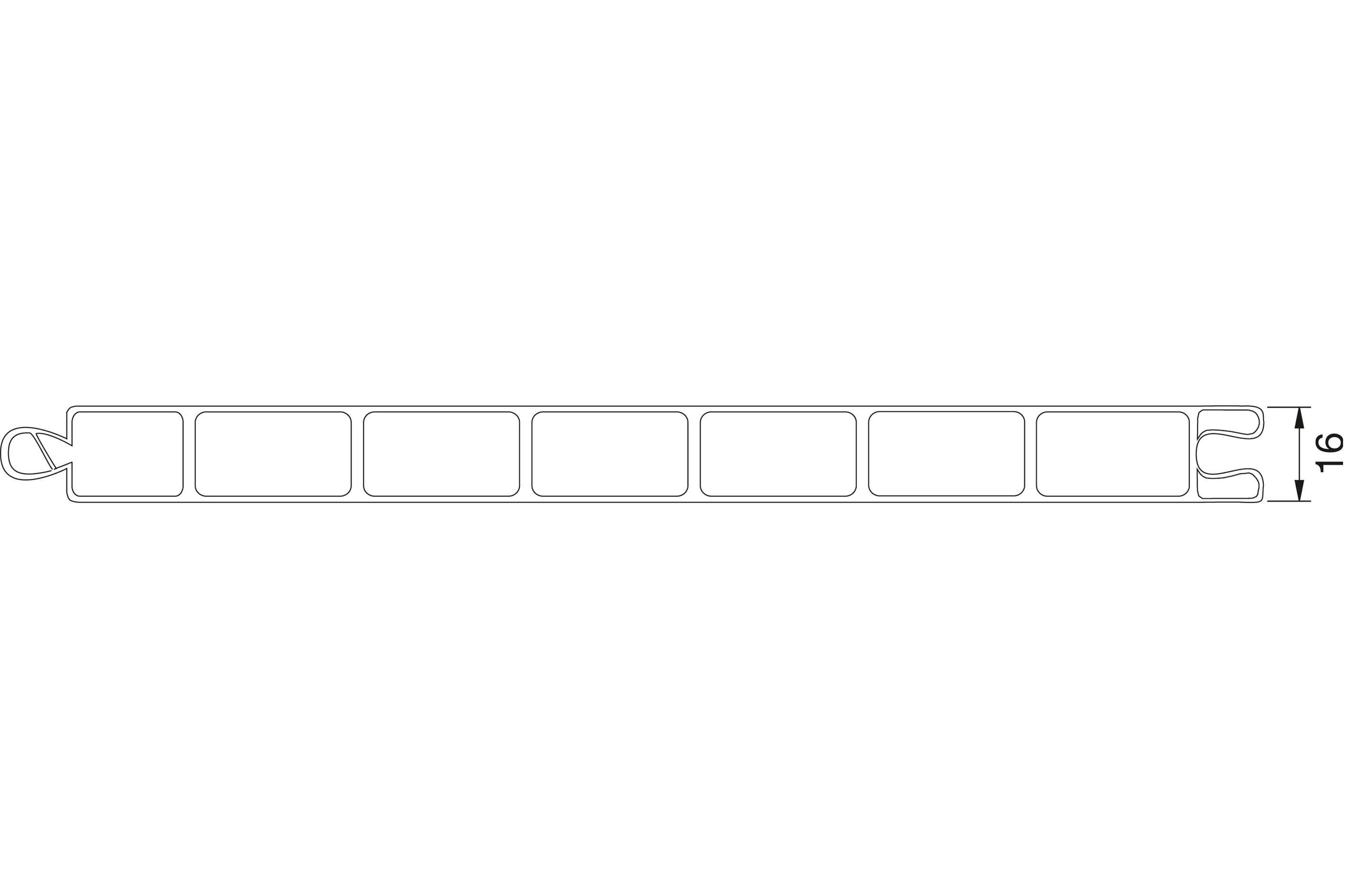 Gutta PVC-Hohlkammerpaneel 200 x 20 cm 16 mm klar