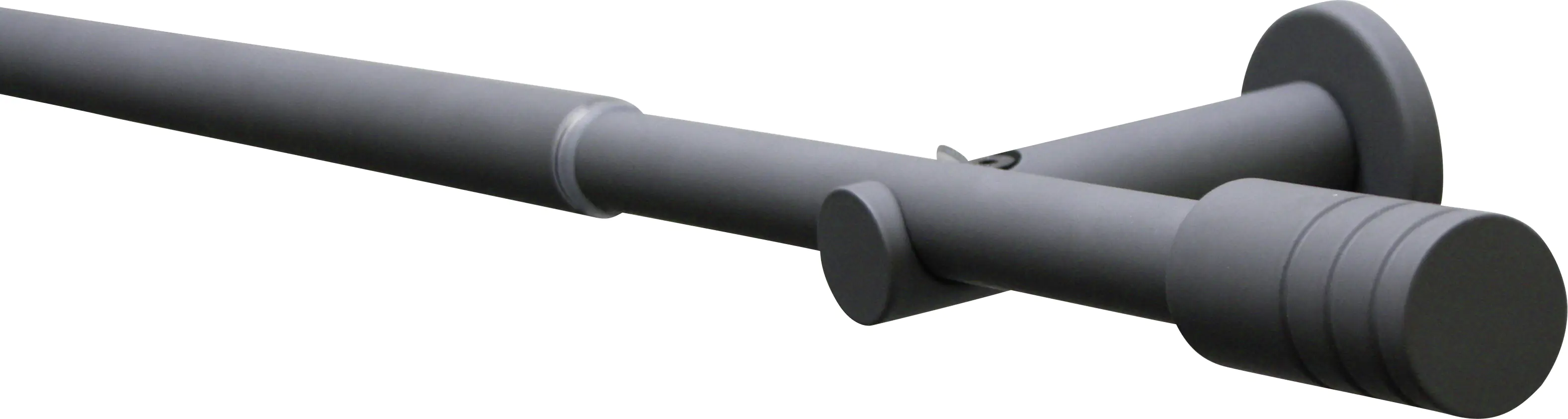 Gardinia Gardinenstangen-Set Elba Zylinder 1-Lauf Ø 16-19 mm Steingrau 190 cm - 340 cm
