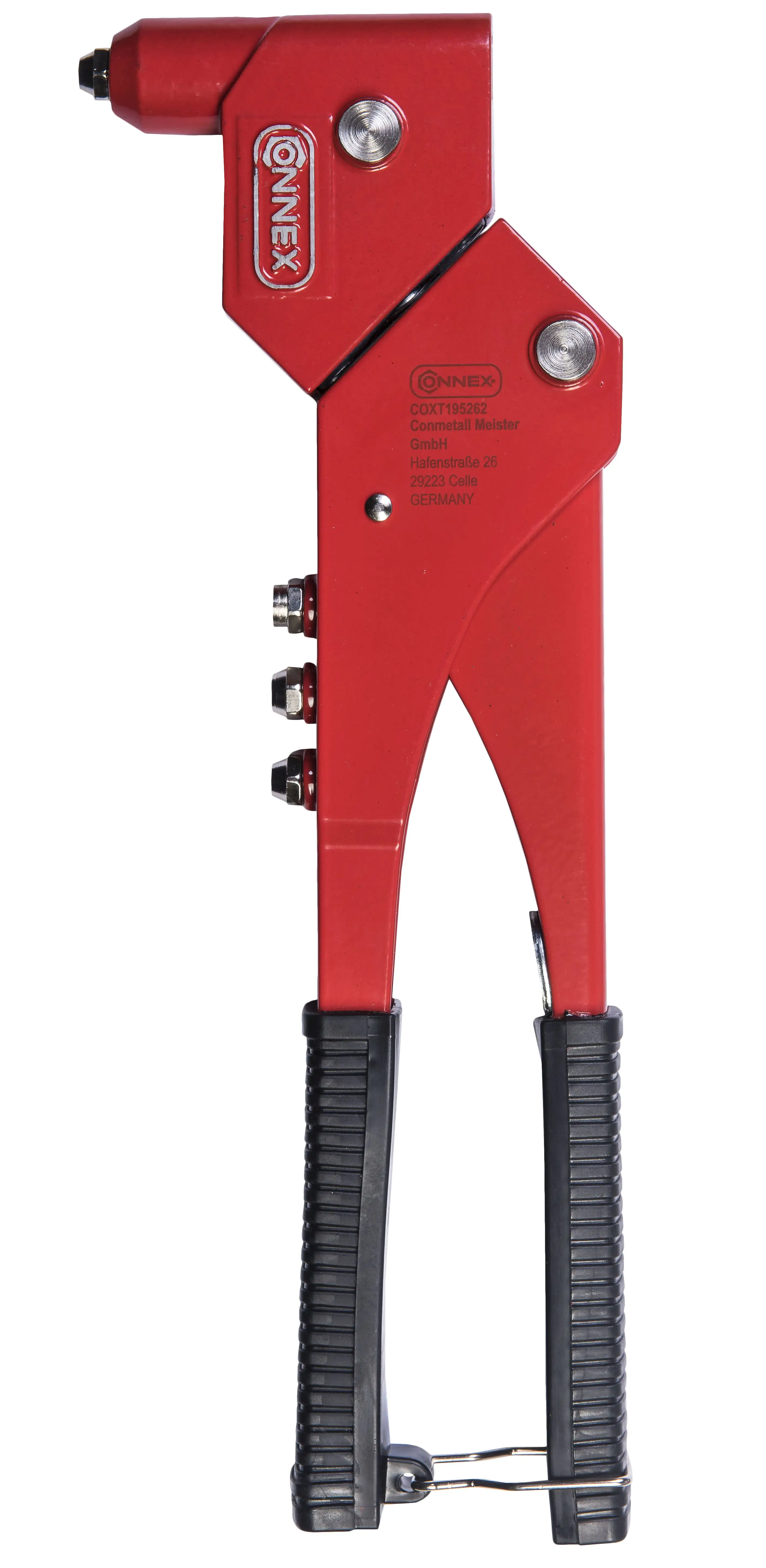 Connex Blindnietzange Kopf um 360° drehbar mit 4 Einsätzen: 2,4, 3,2, 4,0, 4,8 mm