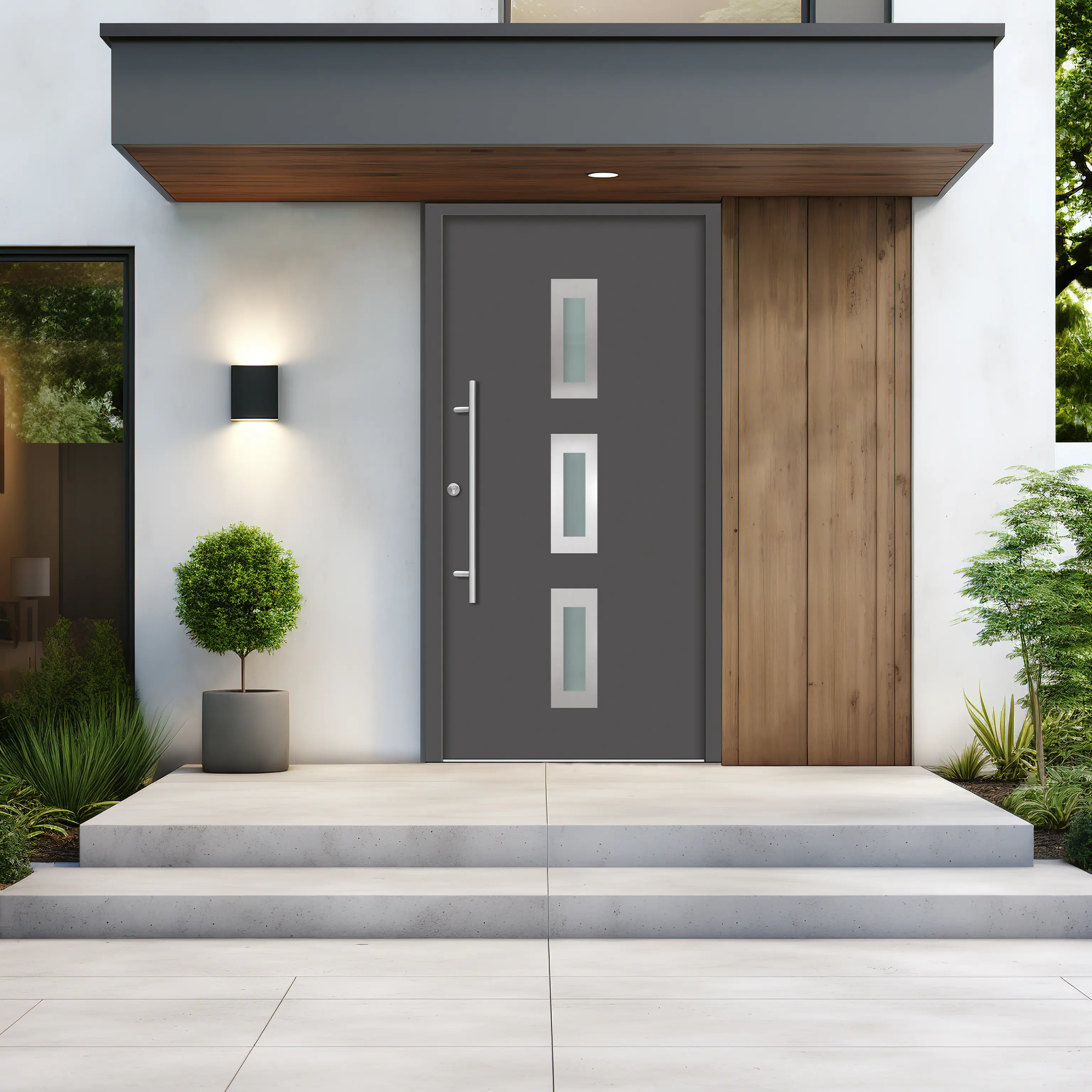 Splendoor Haustür Passivedoor Premium B02 Anthrazit DIN Links 100 x 210 cm