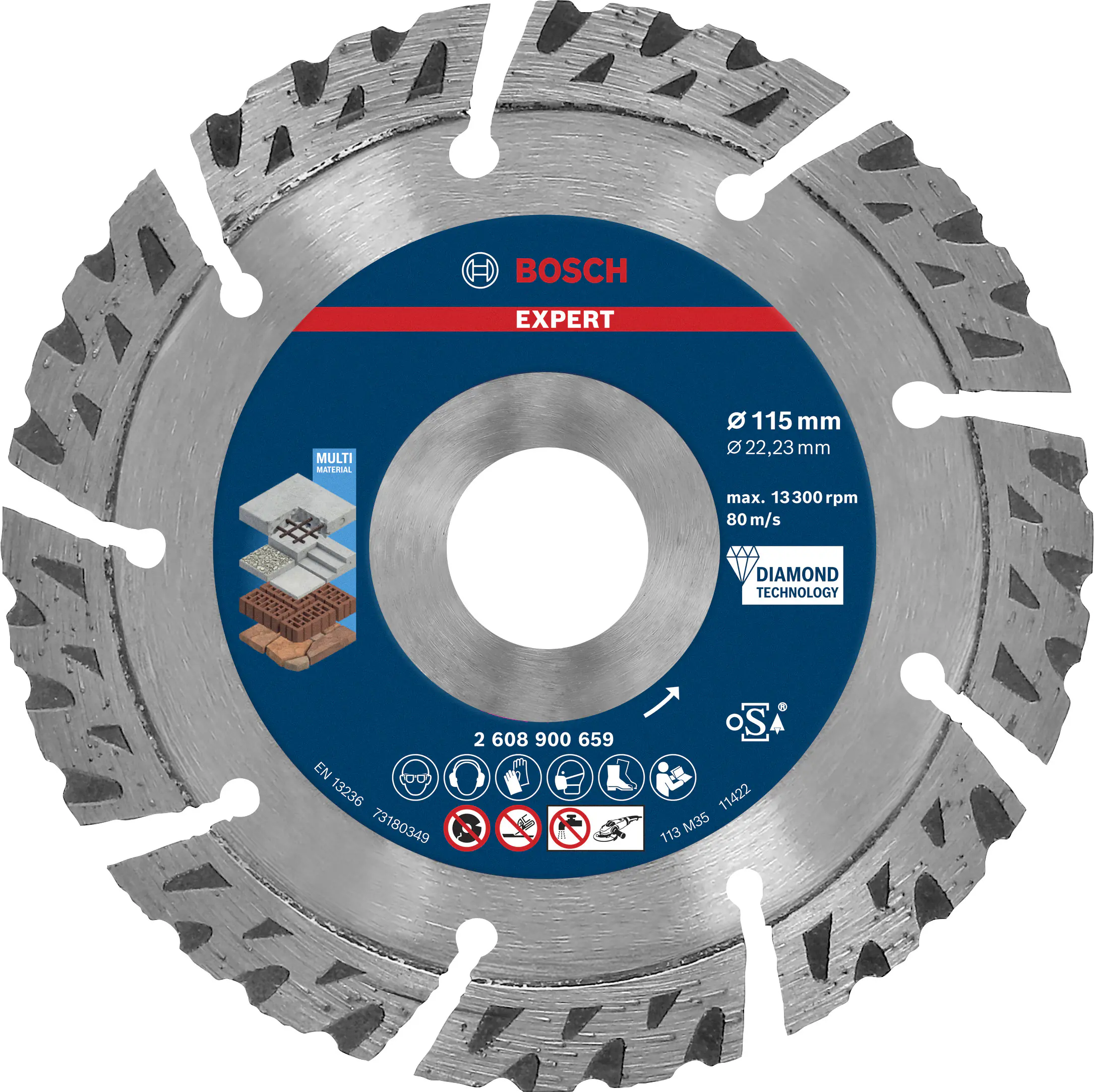 Bosch Expert MultiMaterial Diamanttrennscheiben 115 x 22,23 x 2,2 x 12 mm