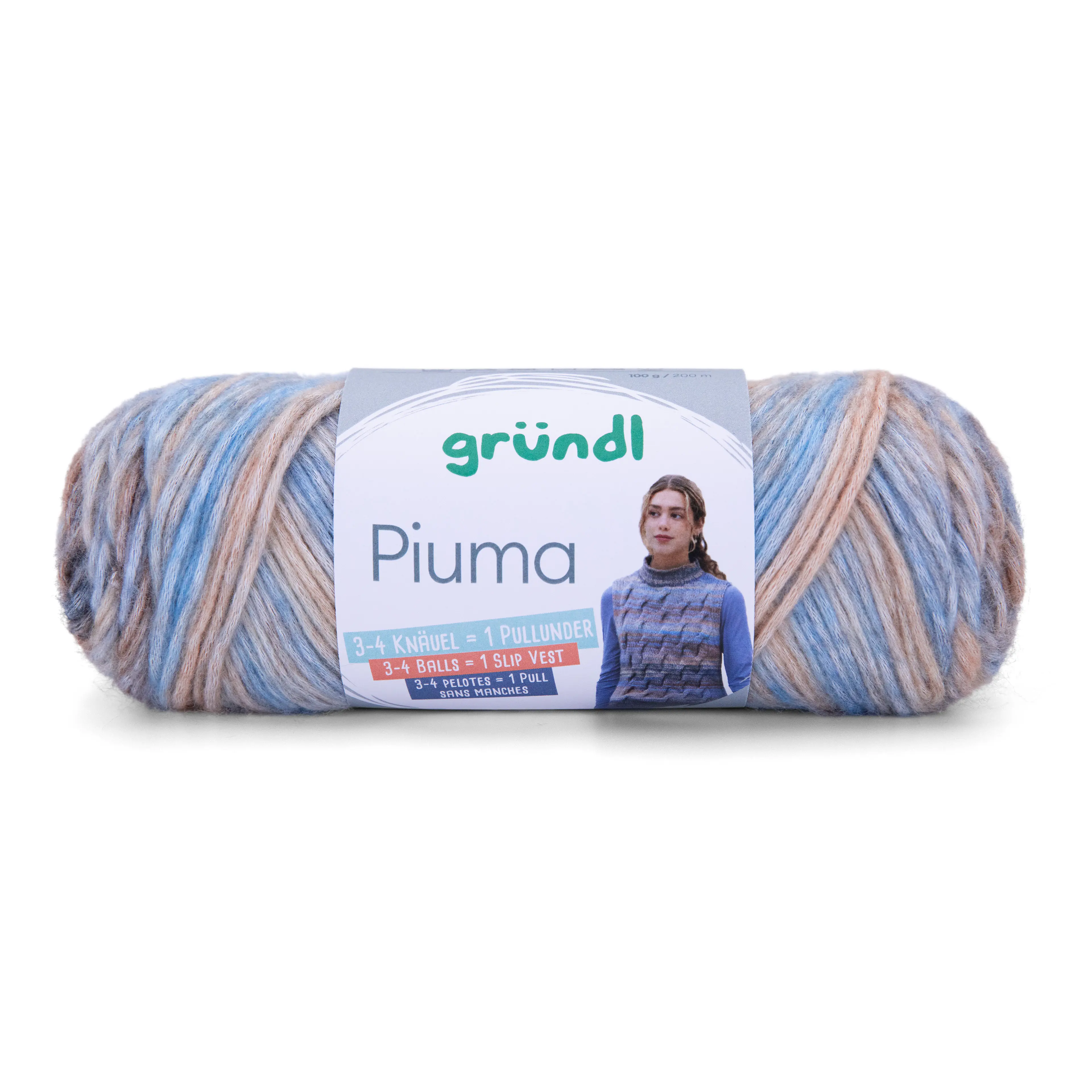 Gründl Wolle Piuma 100 g blau-beige