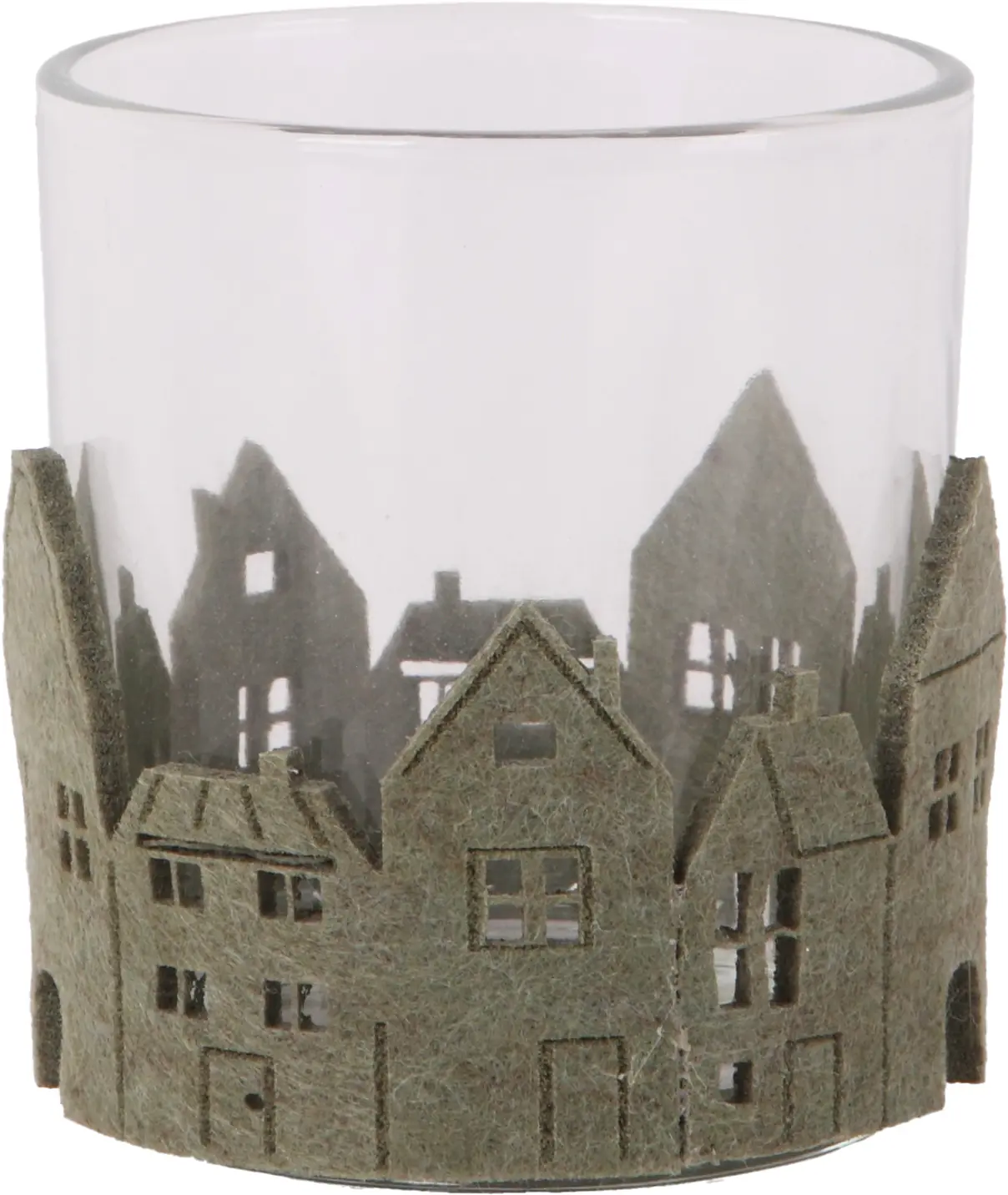 Windlicht Weihnachten Glas Ø 7 x 8 cm transparent grün