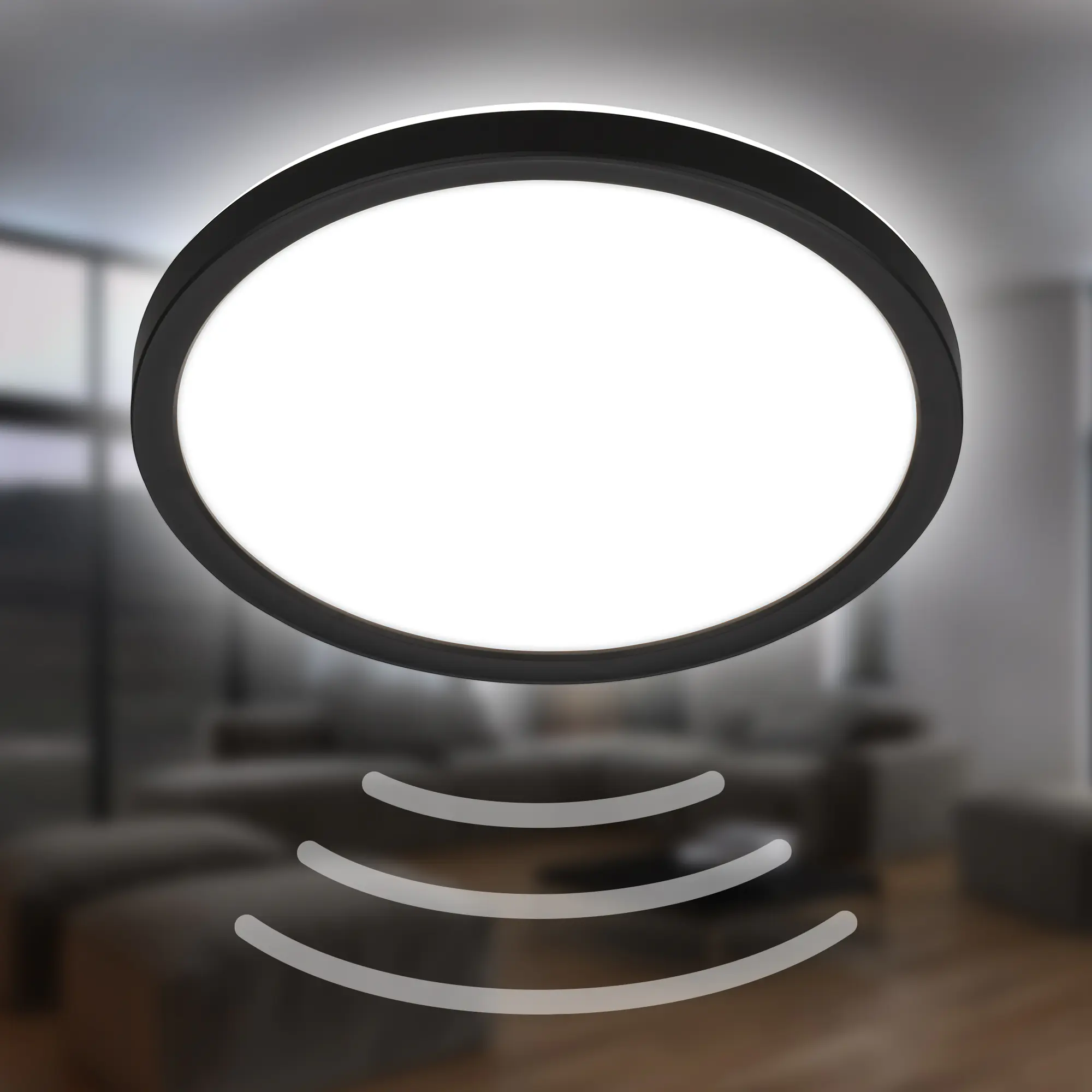 Briloner LED Deckenlampe Move 16W Ø 24 cm schwarz Bewegungssensor neutralweiß