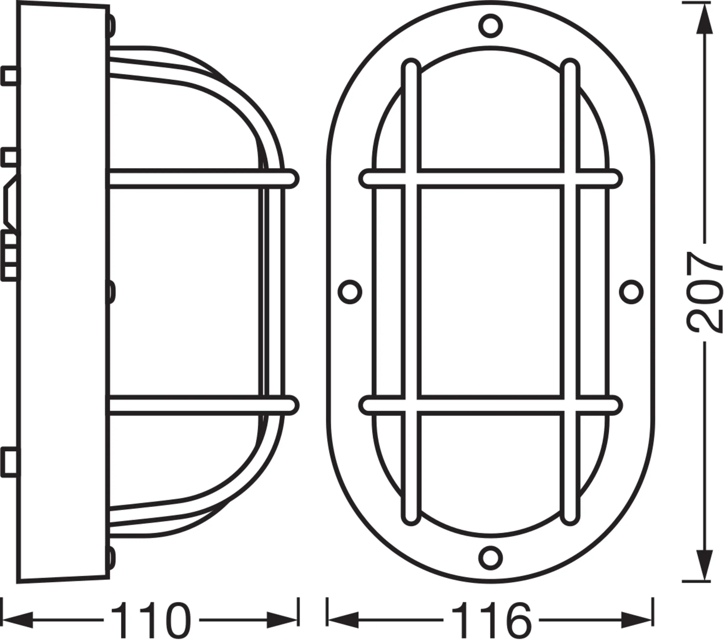 Osram LED Wandleuchte Bulkhead Essential Oval E27 weiß