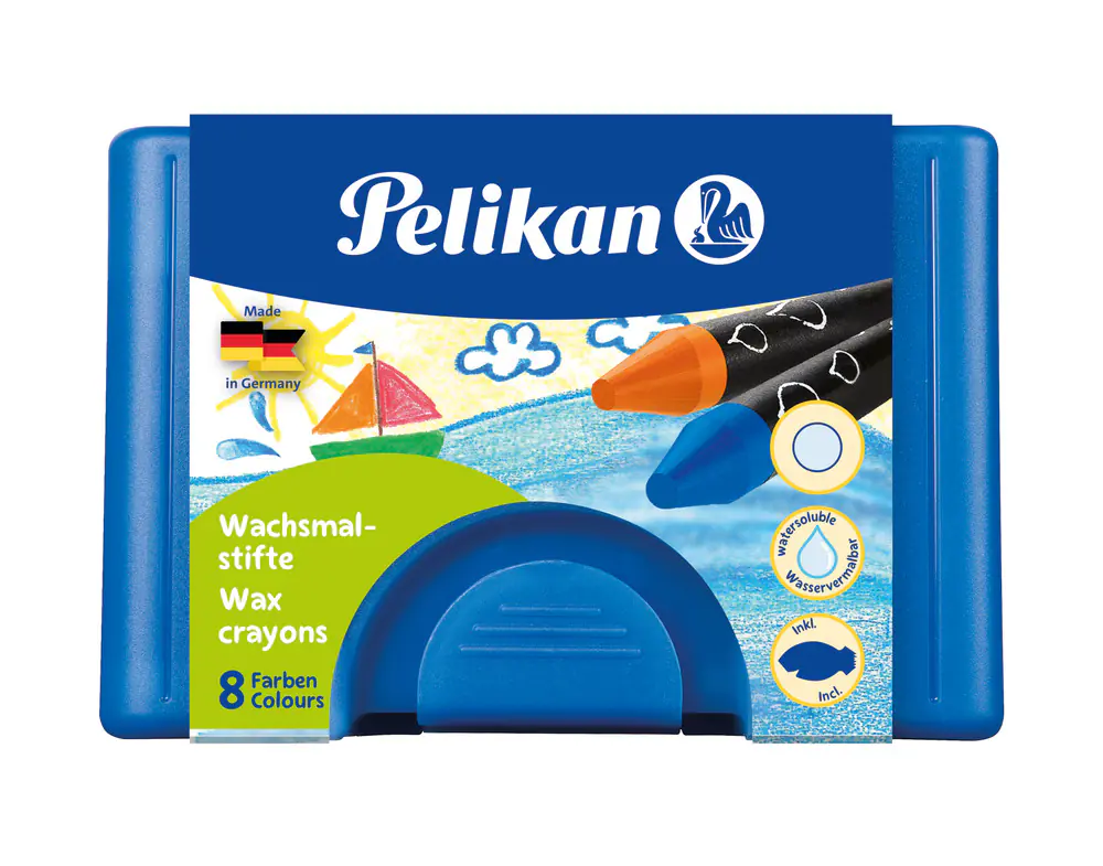 Pelikan Wachsmaler rund wasservermalbar im Kunststoffetui blau 666/8 WL