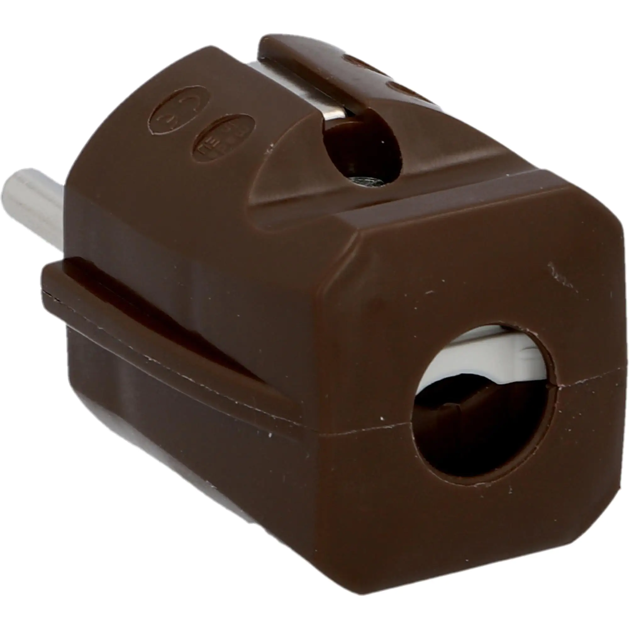 Schutzkontakt-Stecker ohne Knickschutz braun