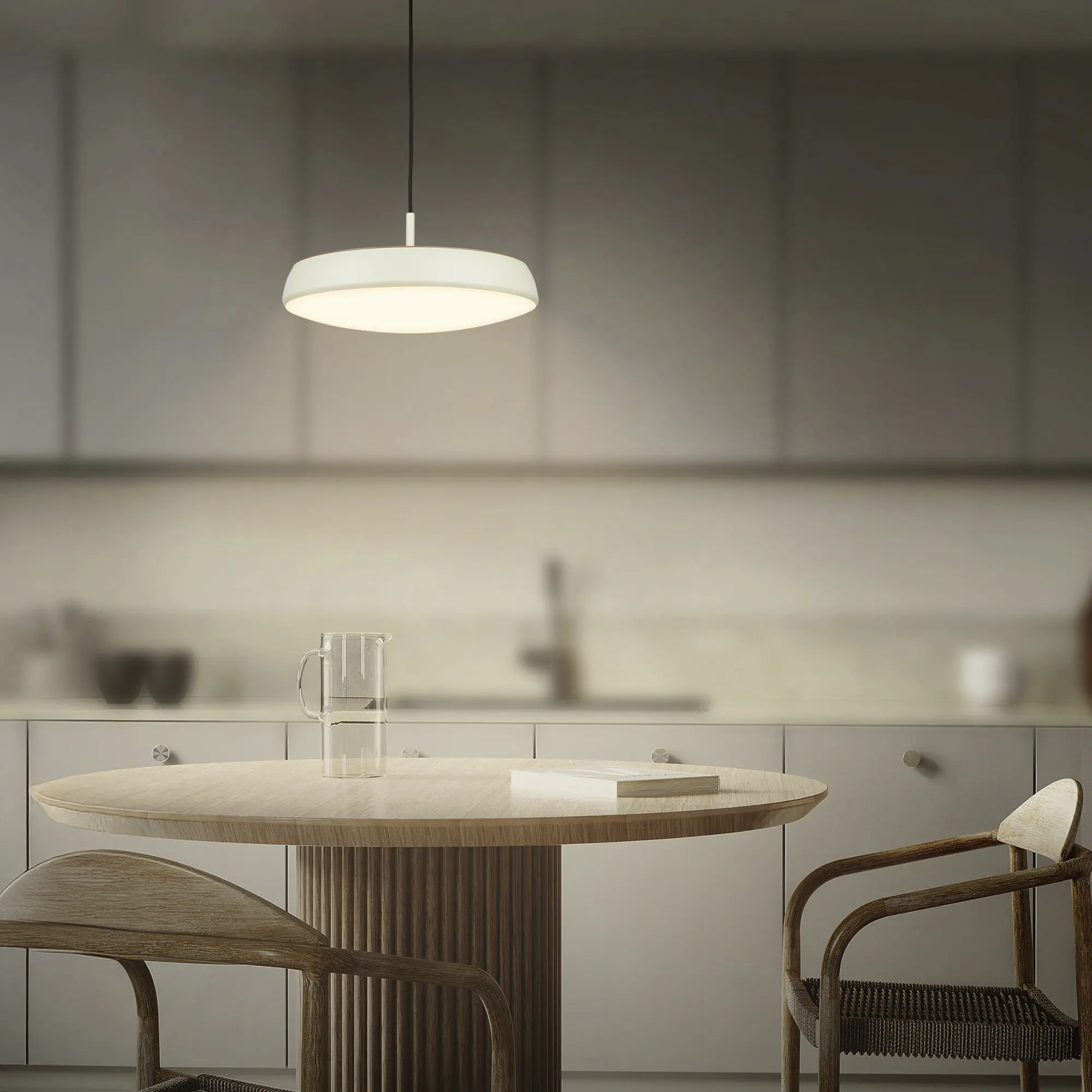 Briloner LED-Pendelleuchte Nala Ø 35 cm hellgrau warmweiß