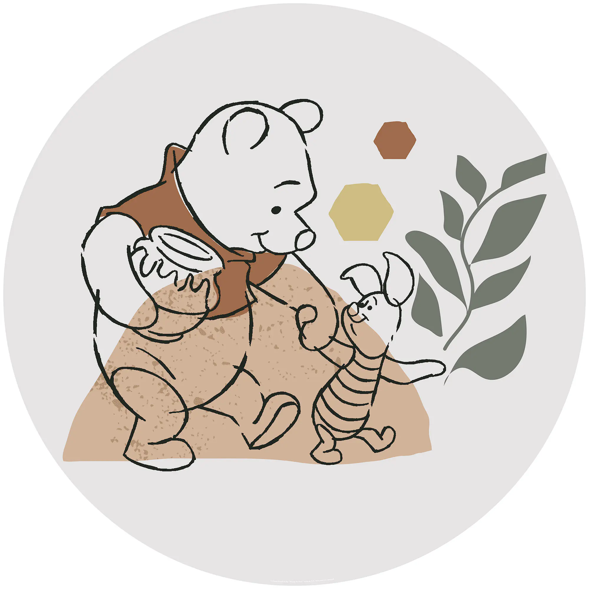 Komar Vlies Fototapete Dot Winnie Pooh Soulmat Ø 128 cm, selbstklebend