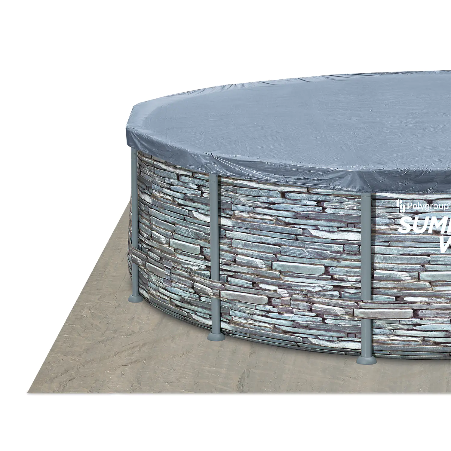 Summer Waves Rundpool Elite Frame Swimmingpool Ø 549 x 132 cm, Steinoptik