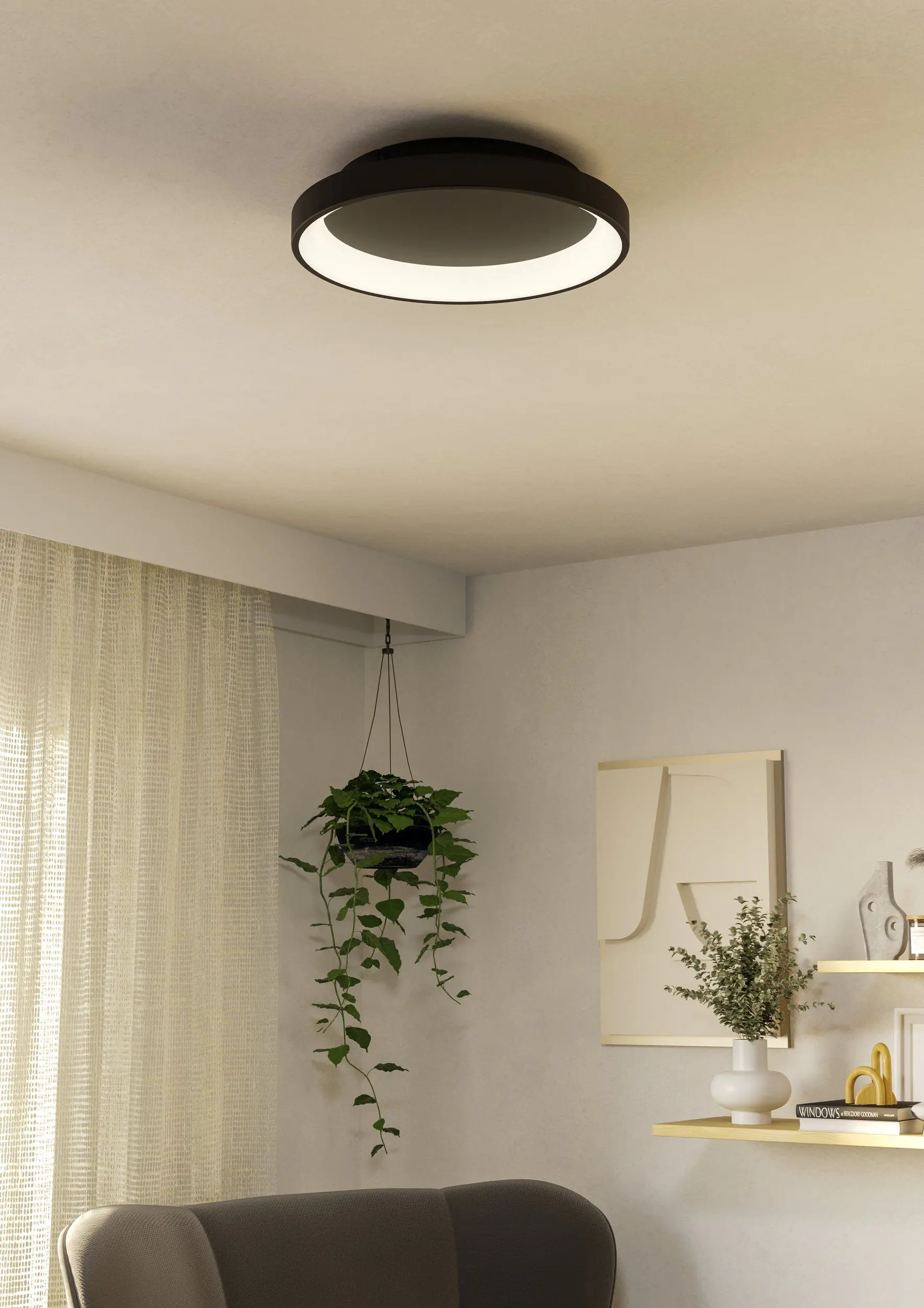 Eglo LED Deckenleuchte Lorezello-Z schwarz Ø 35 x 8 cm warmweiß-kaltweiß dimmbar